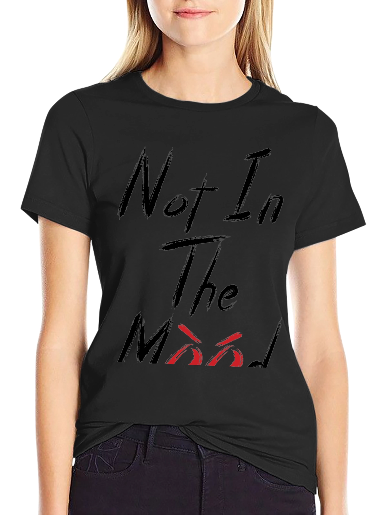 Not In The Mood Black Graphic Tee Shirt