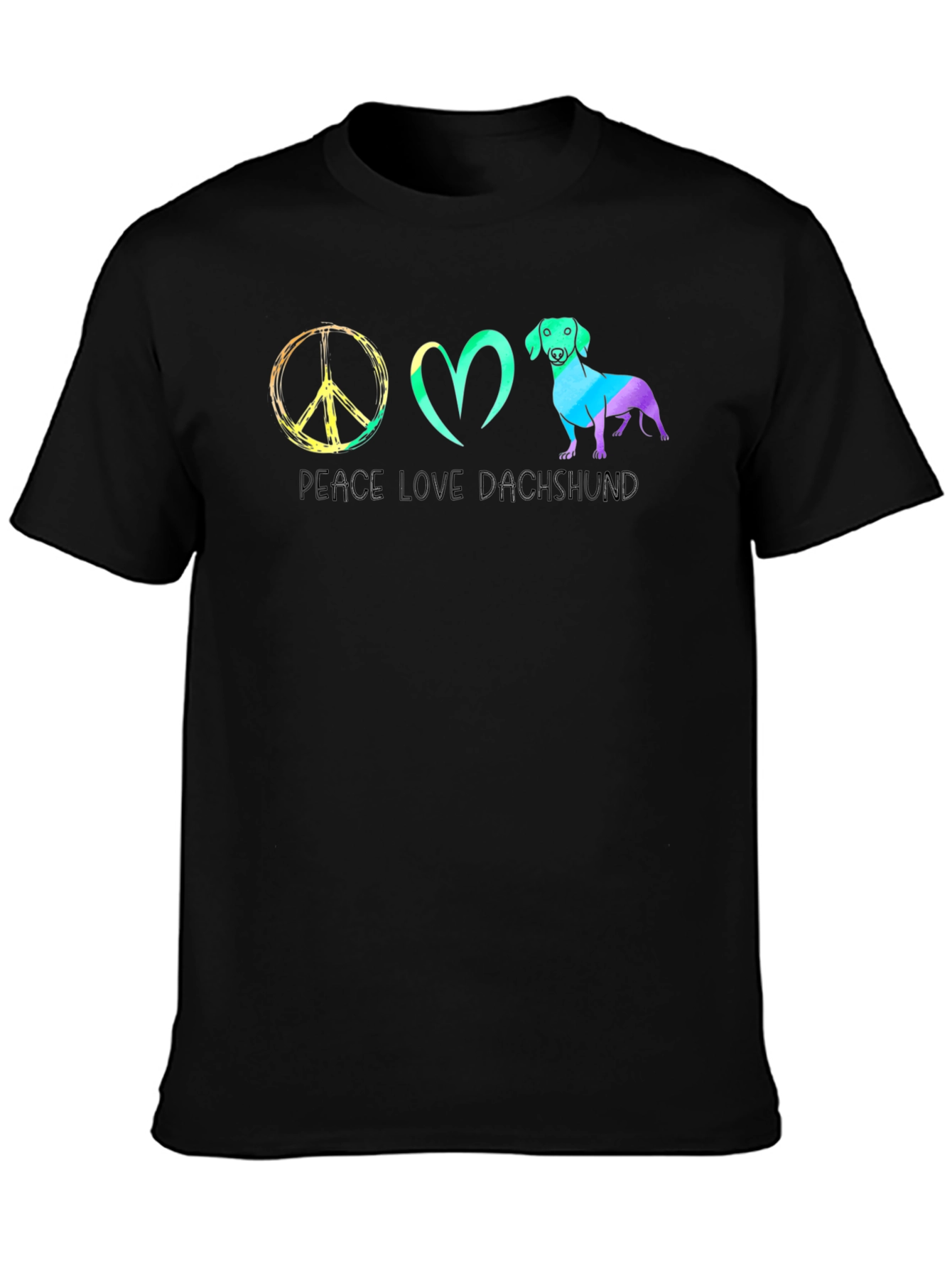 Peace Love Dachshund T-Shirt Colorful Design