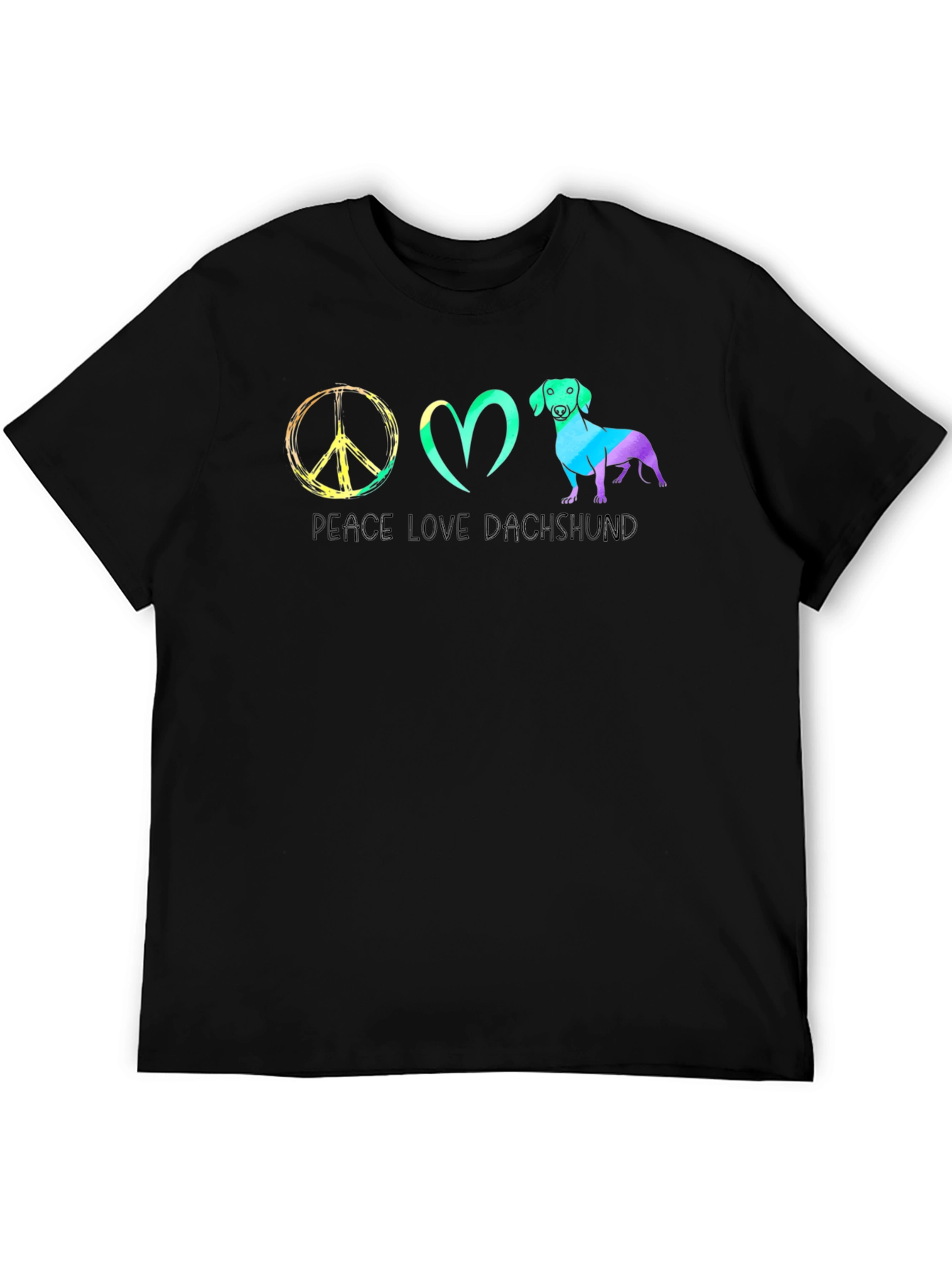 Peace Love Dachshund T-Shirt Colorful Design