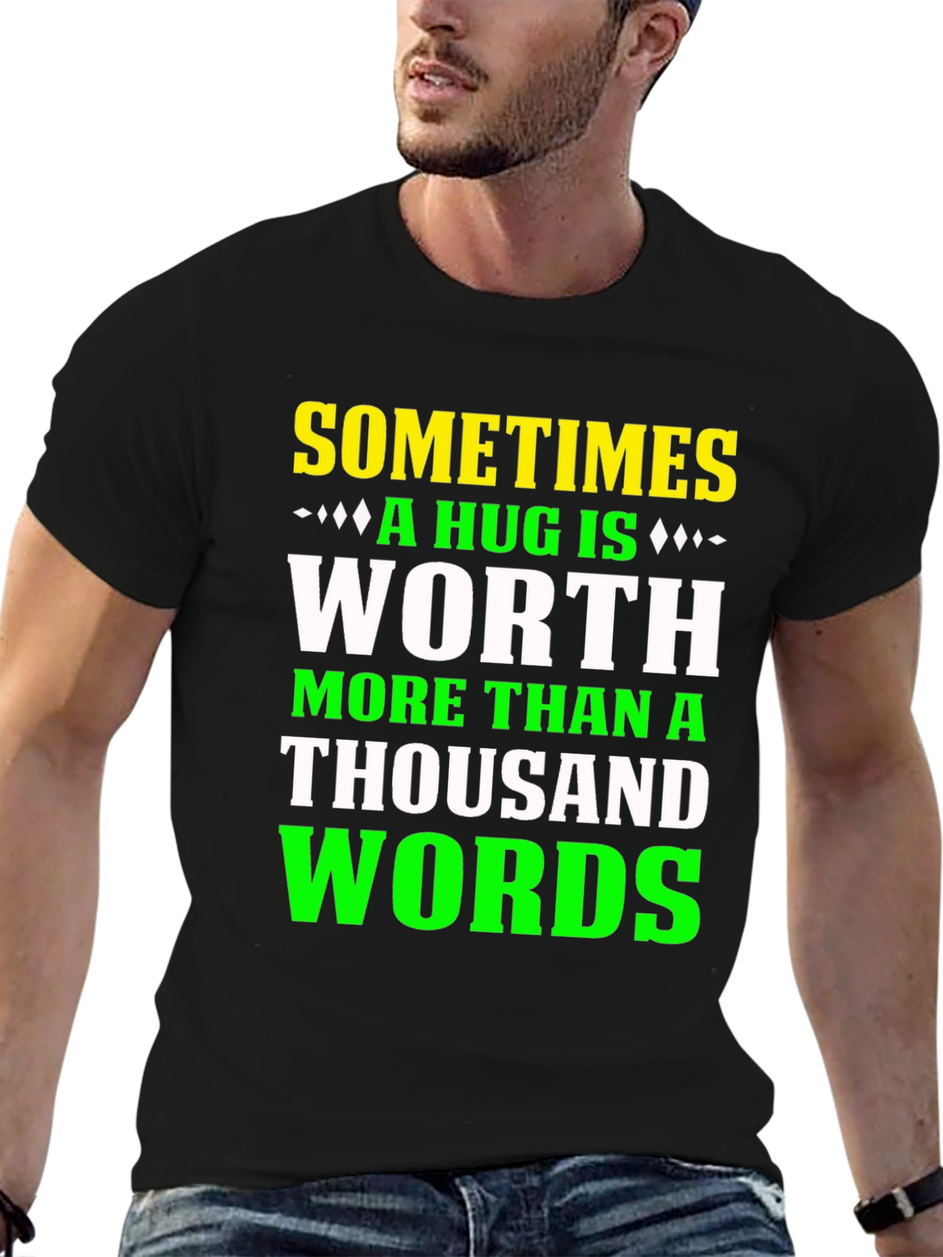 A Hug Is Worth A Thousand Words Black Graphic Tee