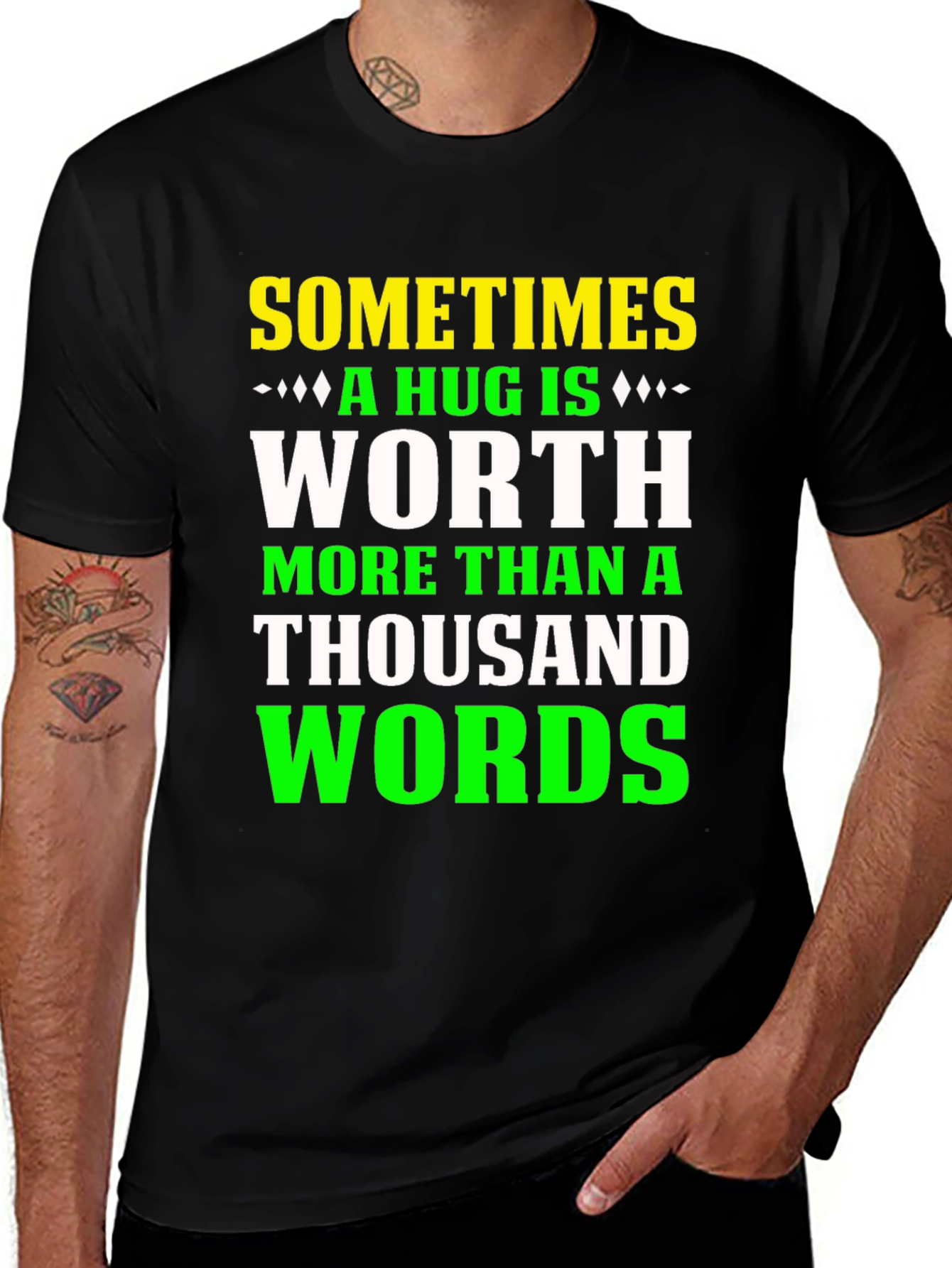 A Hug Is Worth A Thousand Words Black Graphic Tee