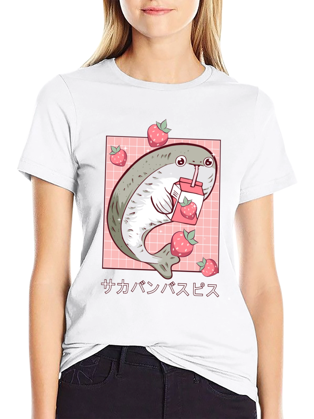 Kawaii Blob Seal Strawberry Juice Graphic Tee