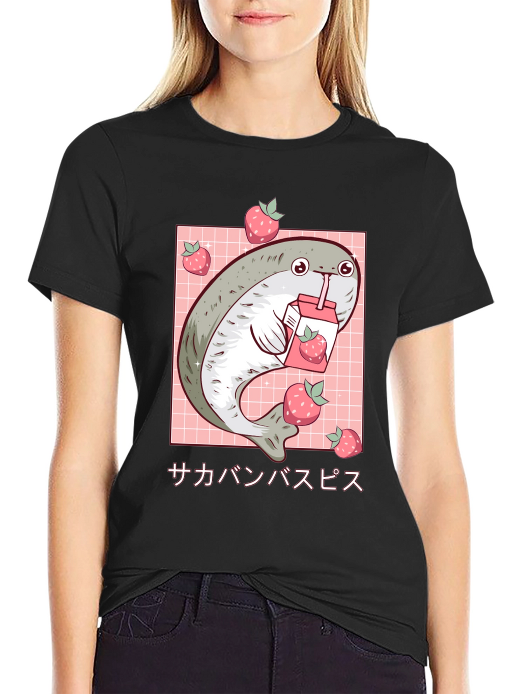 Kawaii Blob Seal Strawberry Juice Graphic Tee