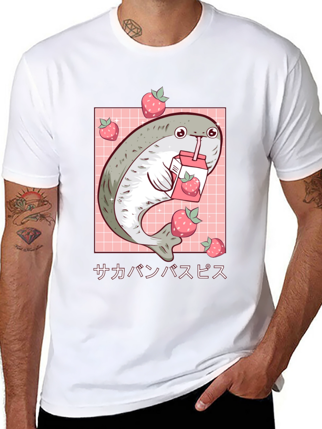 Kawaii Blob Seal Strawberry Juice Graphic Tee