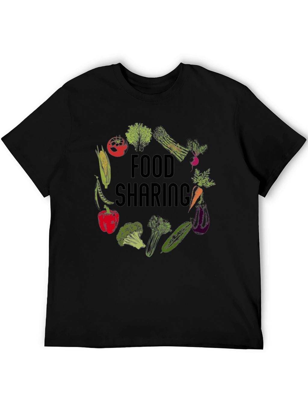 Food Sharing Graphic Tee - Black Unisex T-Shirt
