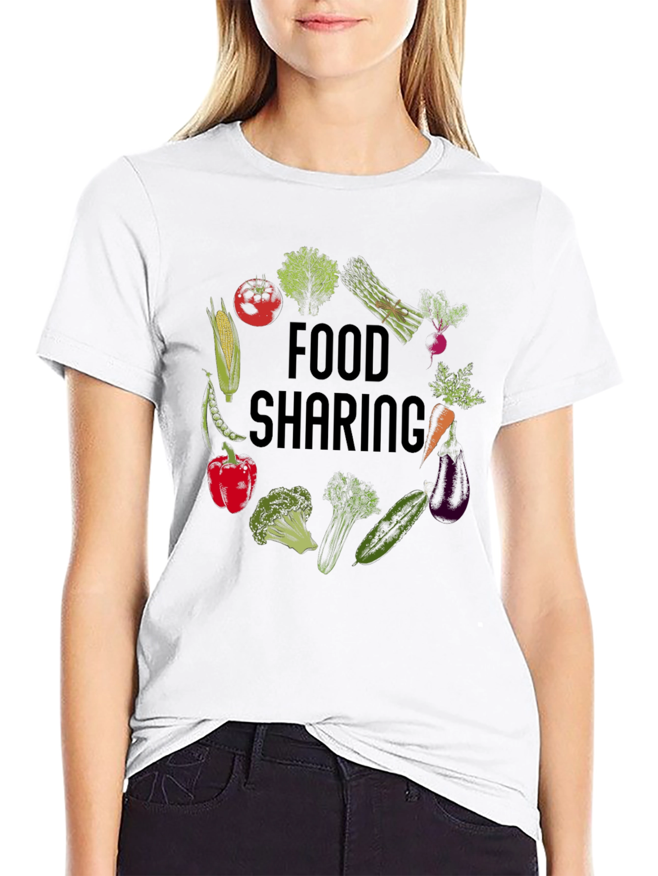 Food Sharing Graphic Tee - Black Unisex T-Shirt