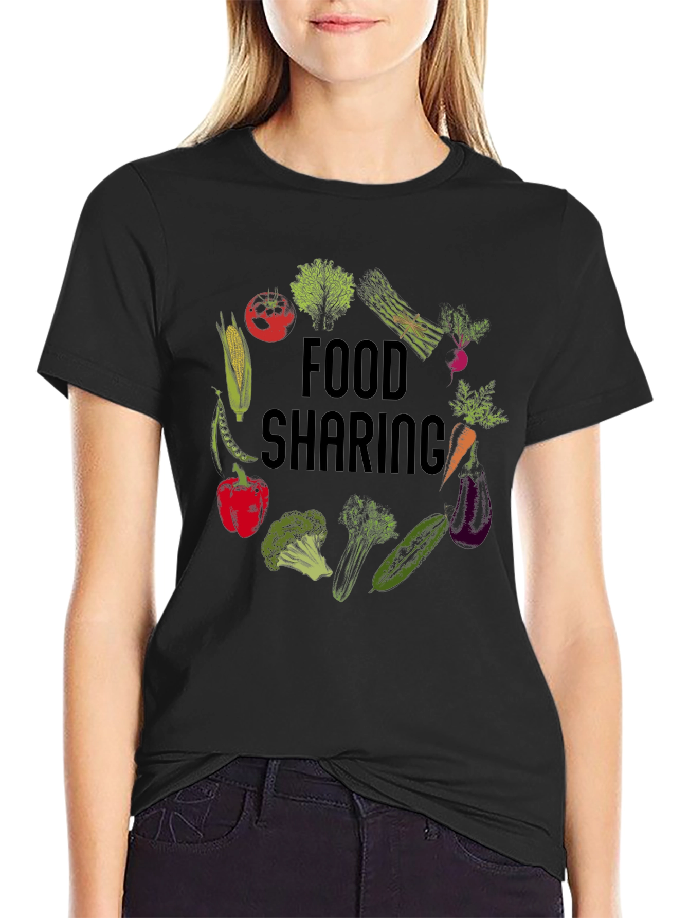Food Sharing Graphic Tee - Black Unisex T-Shirt