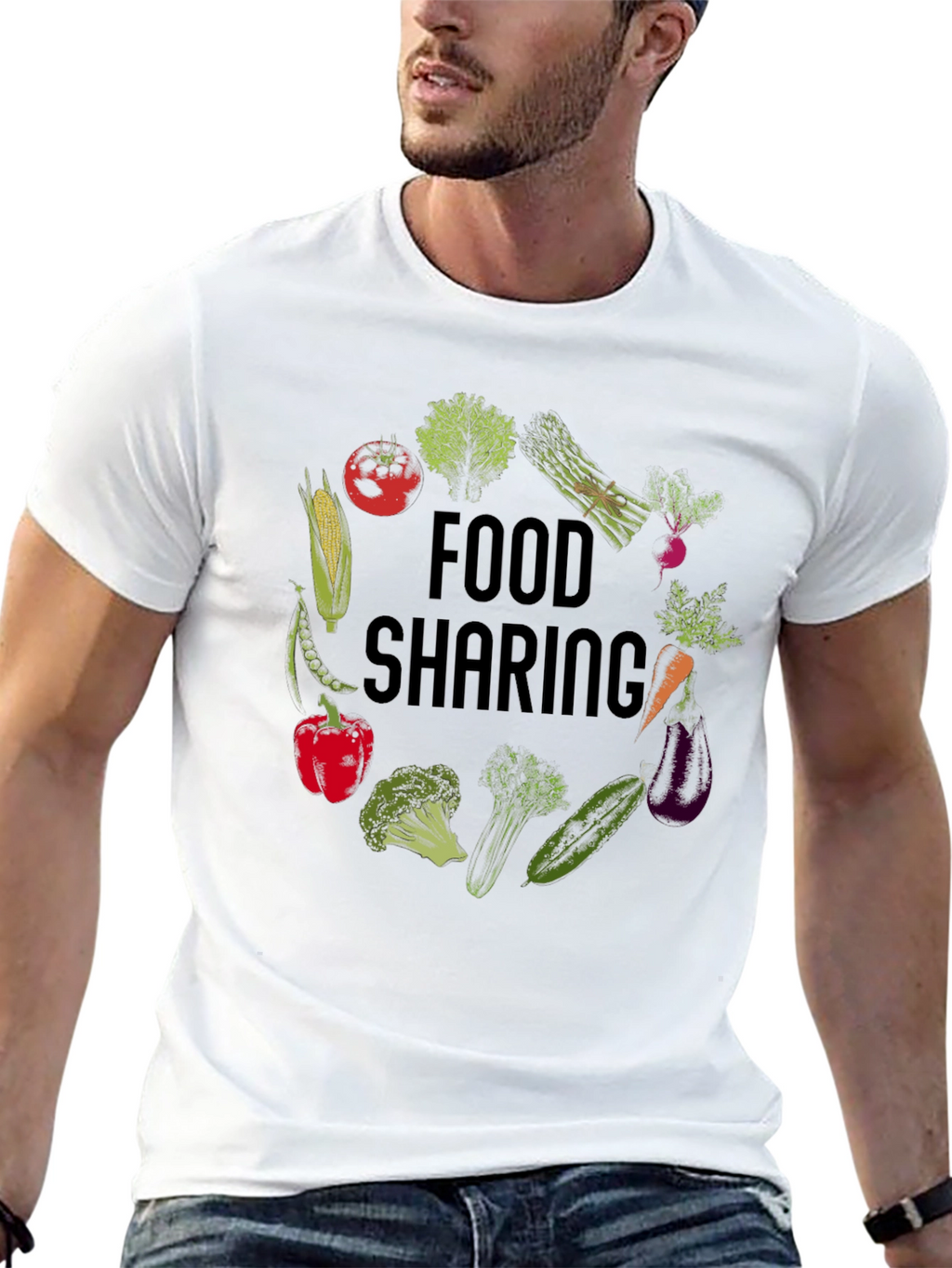Food Sharing Graphic Tee - Black Unisex T-Shirt