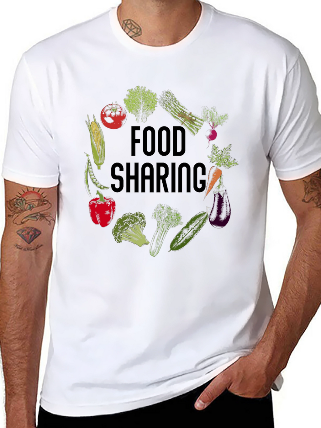 Food Sharing Graphic Tee - Black Unisex T-Shirt