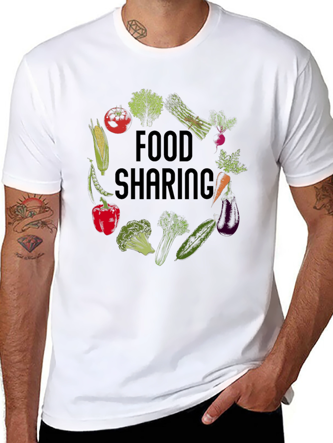 Food Sharing Graphic Tee - Black Unisex T-Shirt