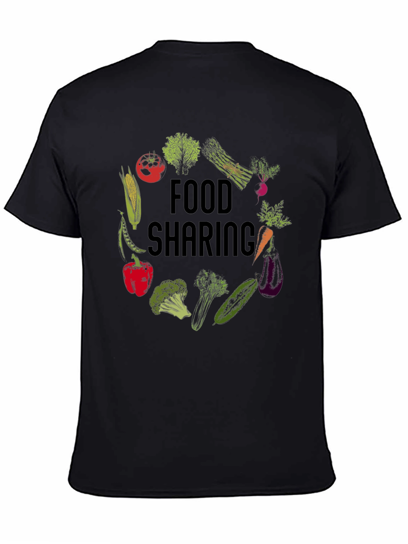 Food Sharing Graphic Tee - Black Unisex T-Shirt