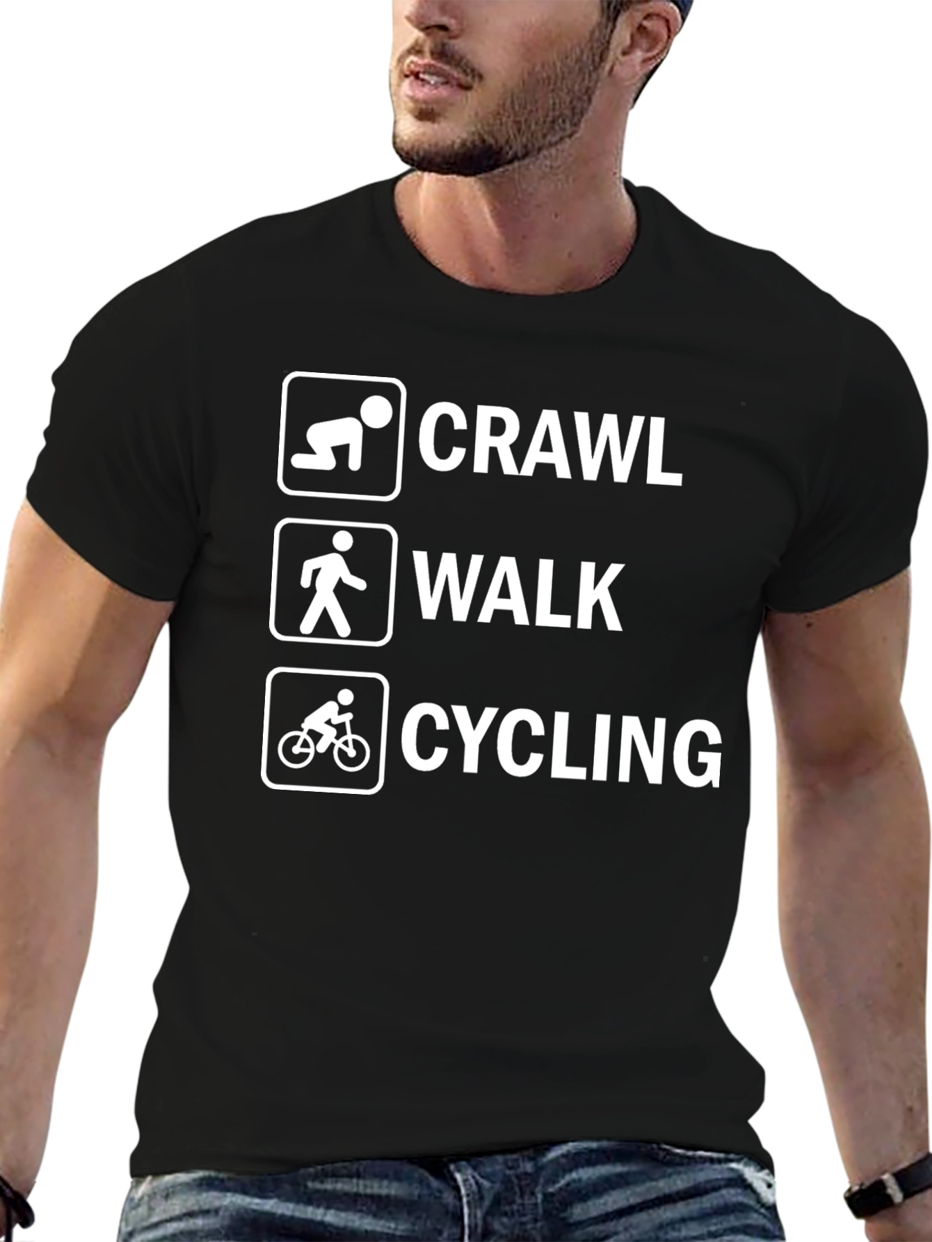 Crawl Walk Cycling Graphic Tee - Black