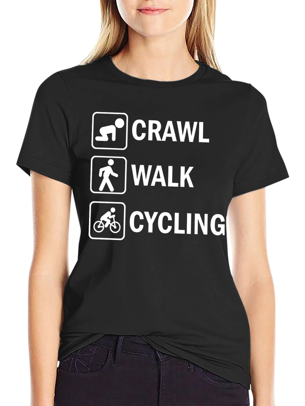 Crawl Walk Cycling Graphic Tee - Black
