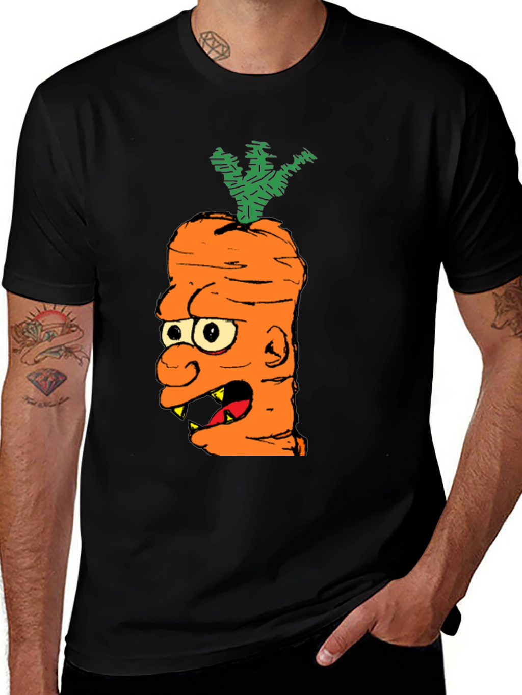 Cartoon Carrot Monster Graphic T-Shirt