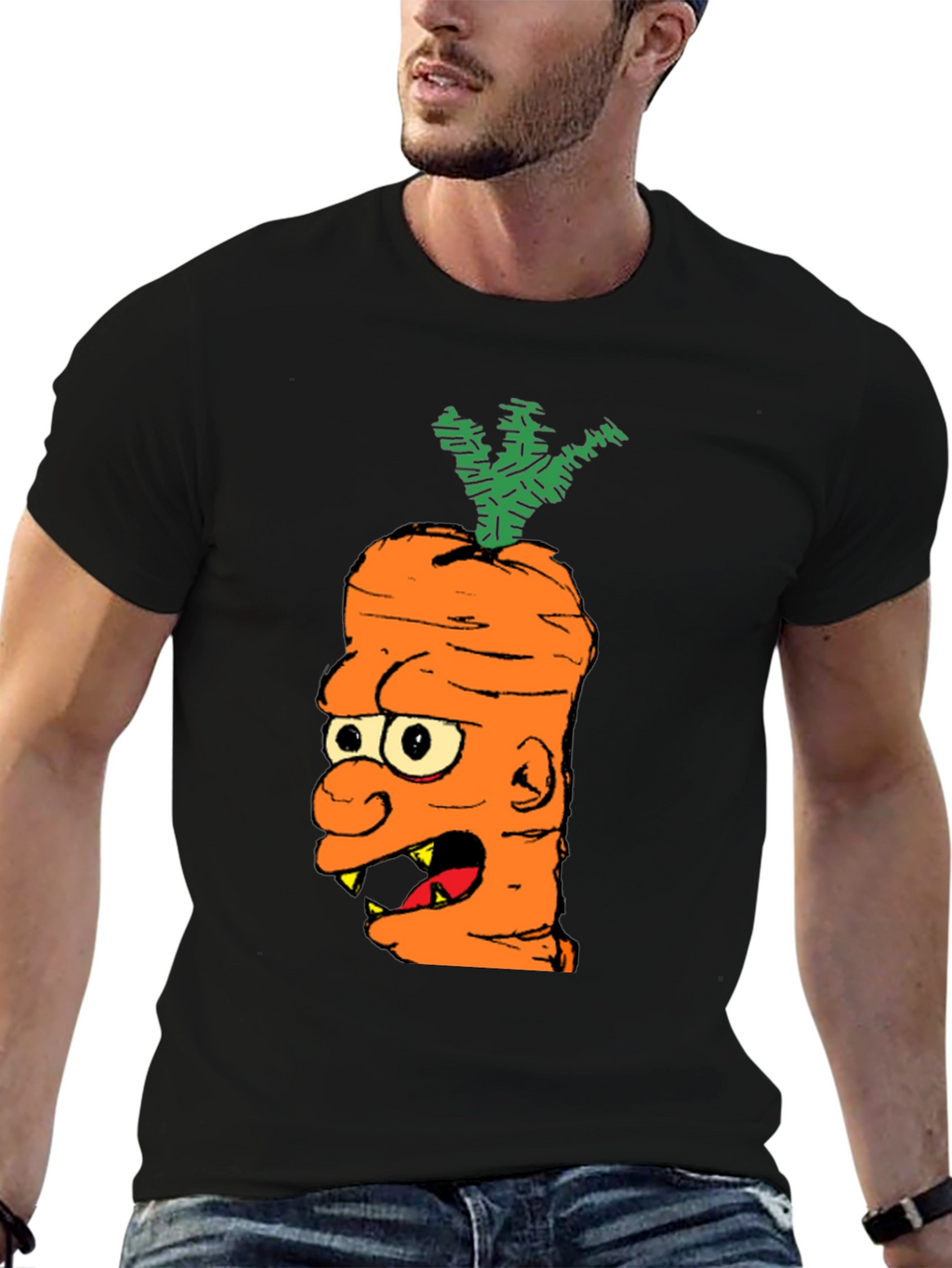 Cartoon Carrot Monster Graphic T-Shirt