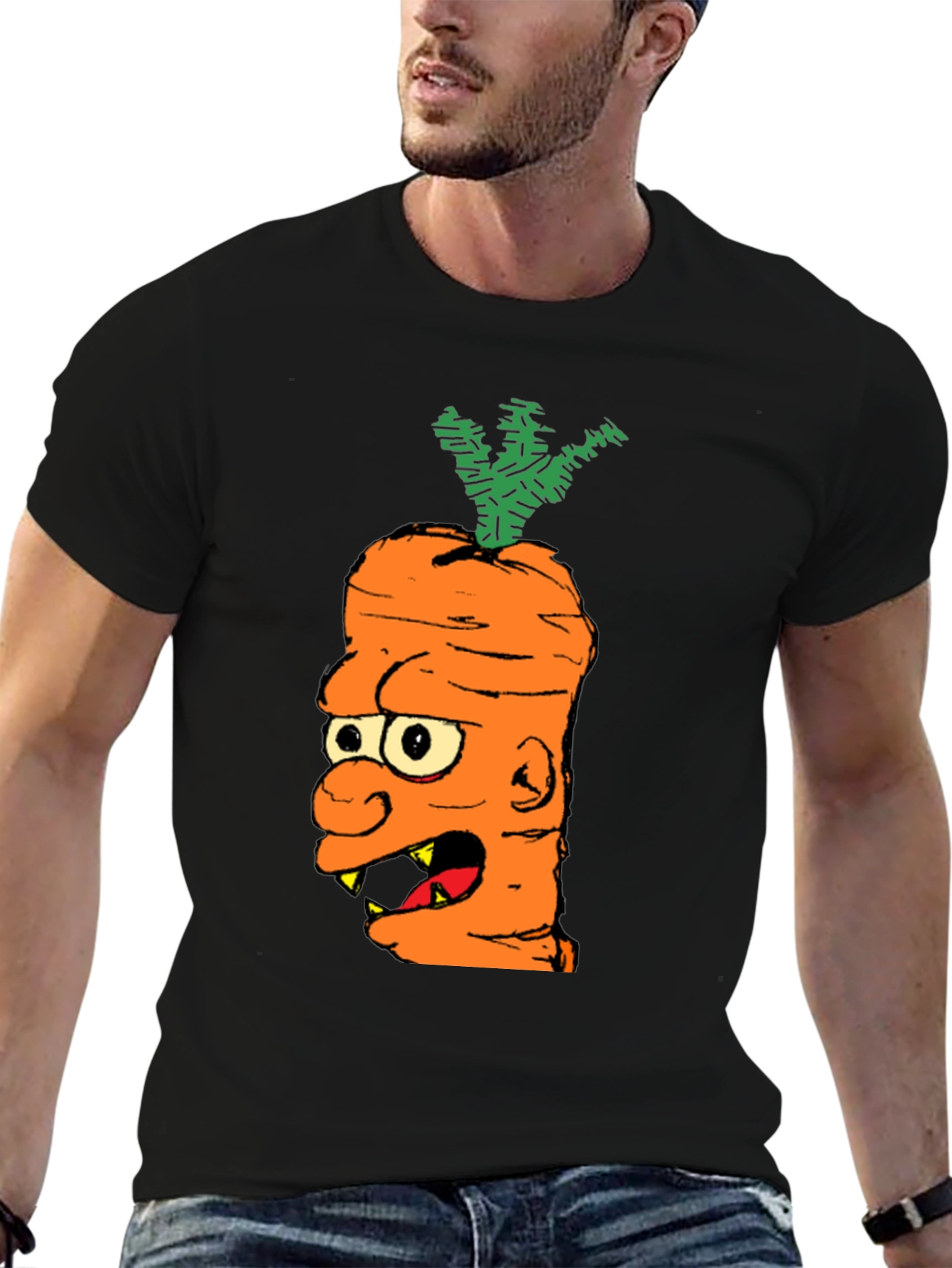Cartoon Carrot Monster Graphic T-Shirt
