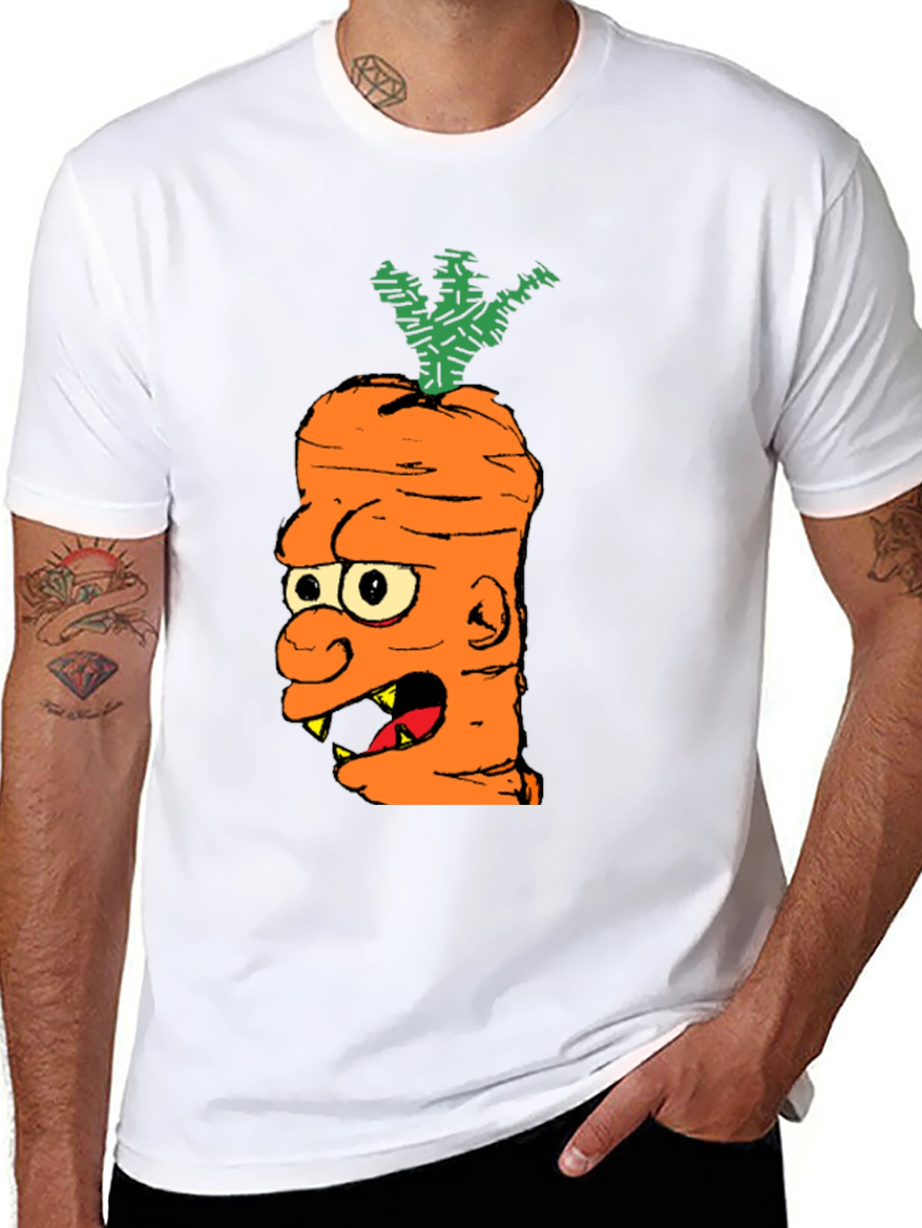 Cartoon Carrot Monster Graphic T-Shirt