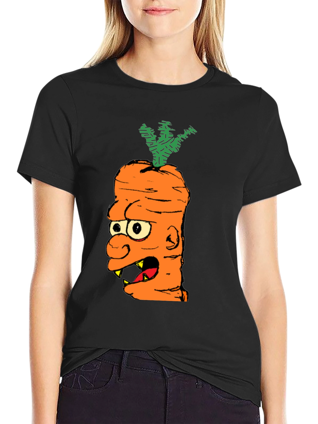 Cartoon Carrot Monster Graphic T-Shirt