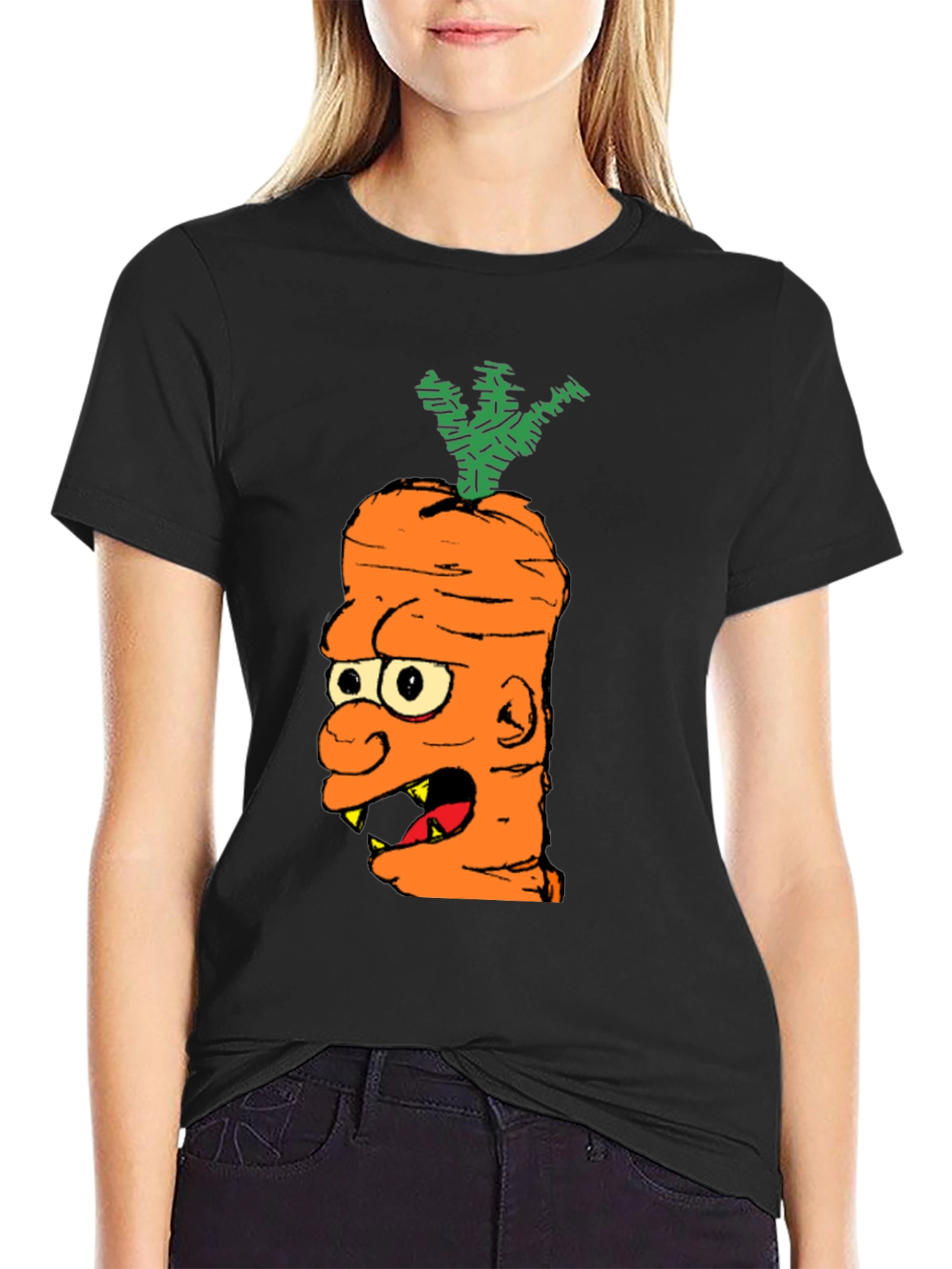 Cartoon Carrot Monster Graphic T-Shirt