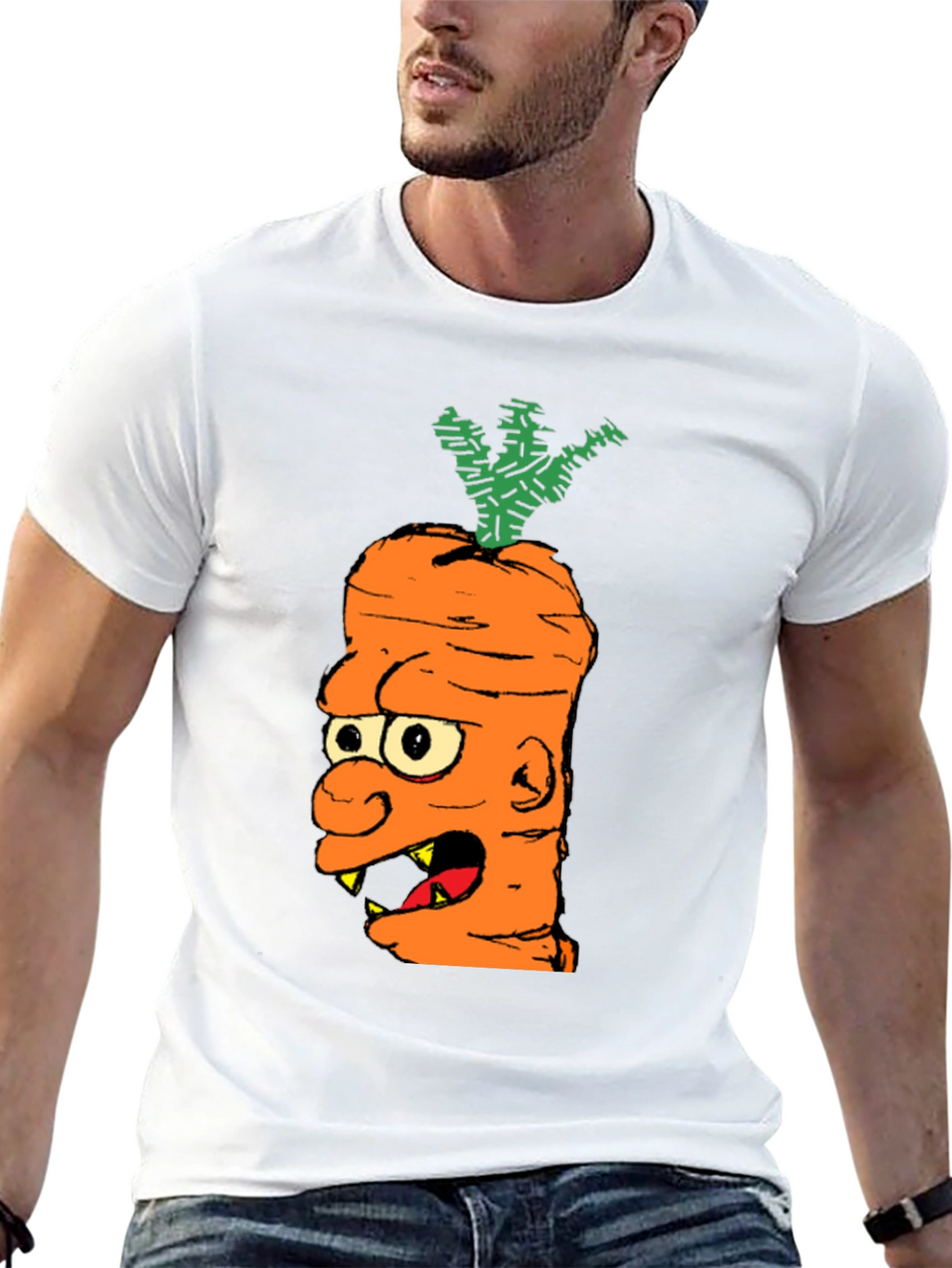 Cartoon Carrot Monster Graphic T-Shirt