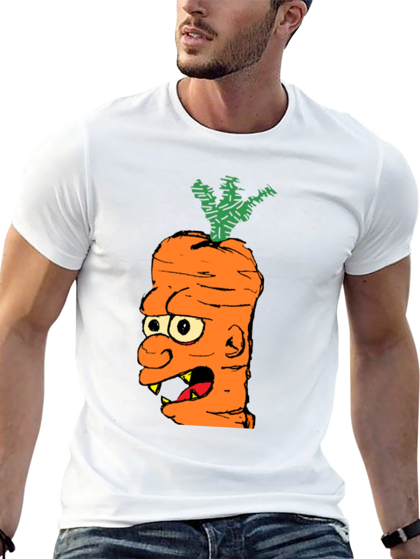 Cartoon Carrot Monster Graphic T-Shirt