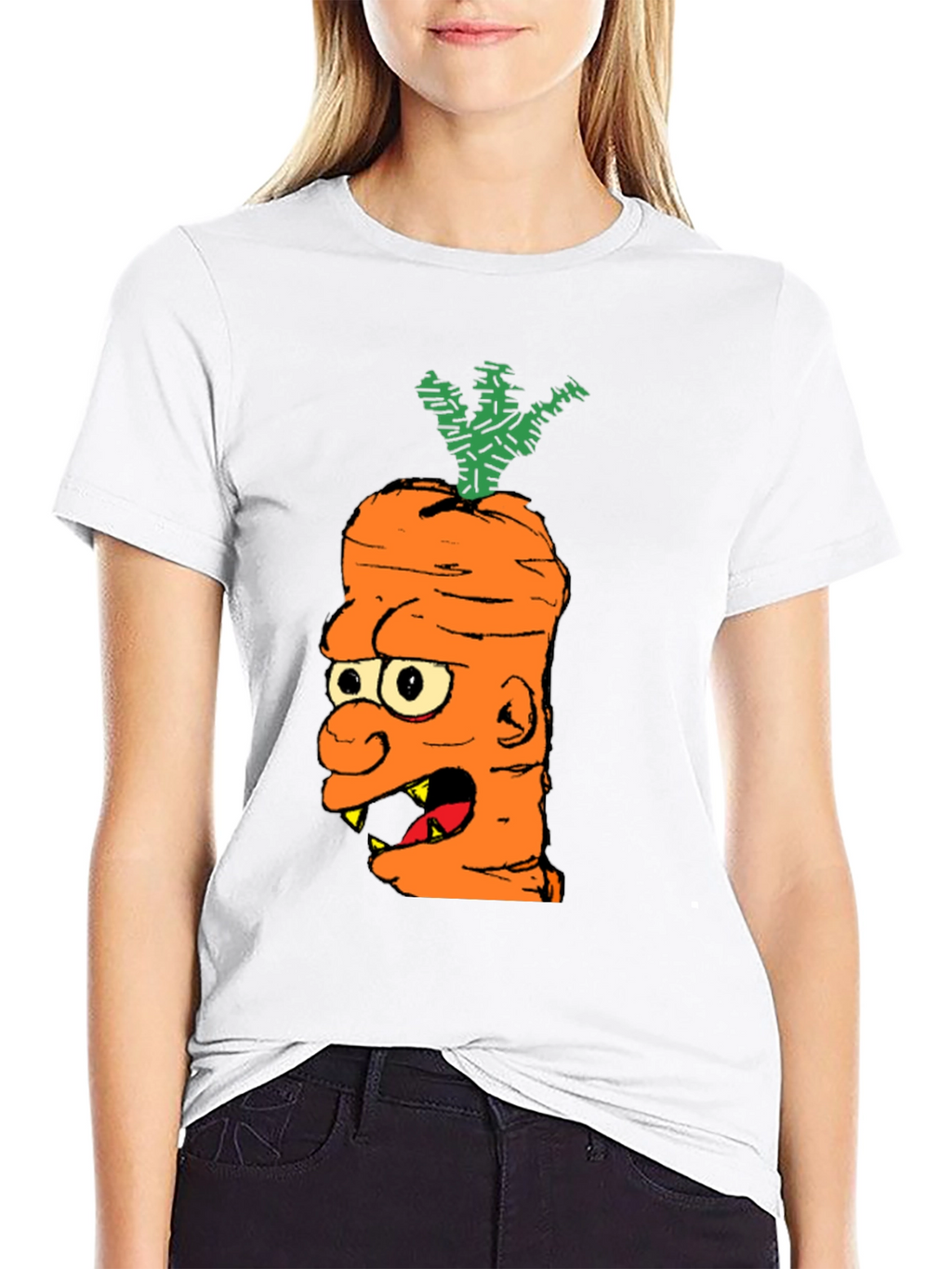 Cartoon Carrot Monster Graphic T-Shirt