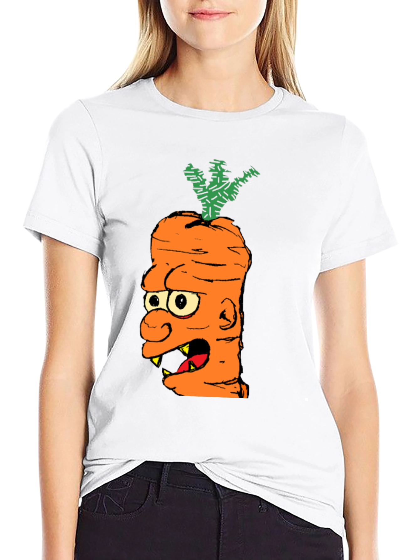 Cartoon Carrot Monster Graphic T-Shirt