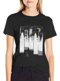 Forest Moon Black T-Shirt - Wolf Graphic Tee