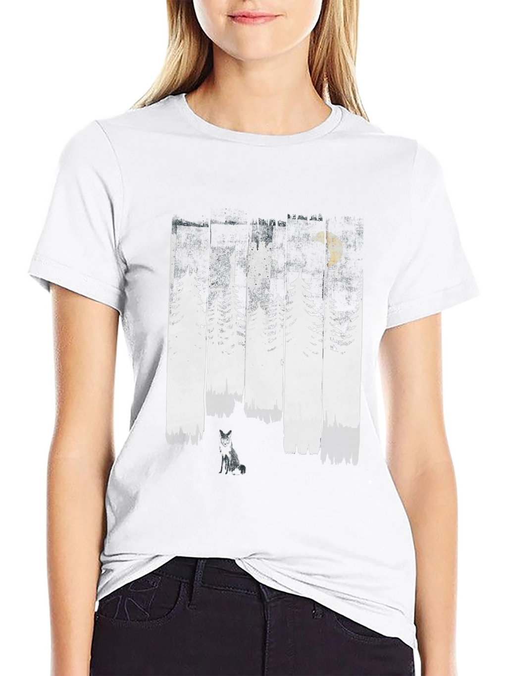 Forest Moon Black T-Shirt - Wolf Graphic Tee