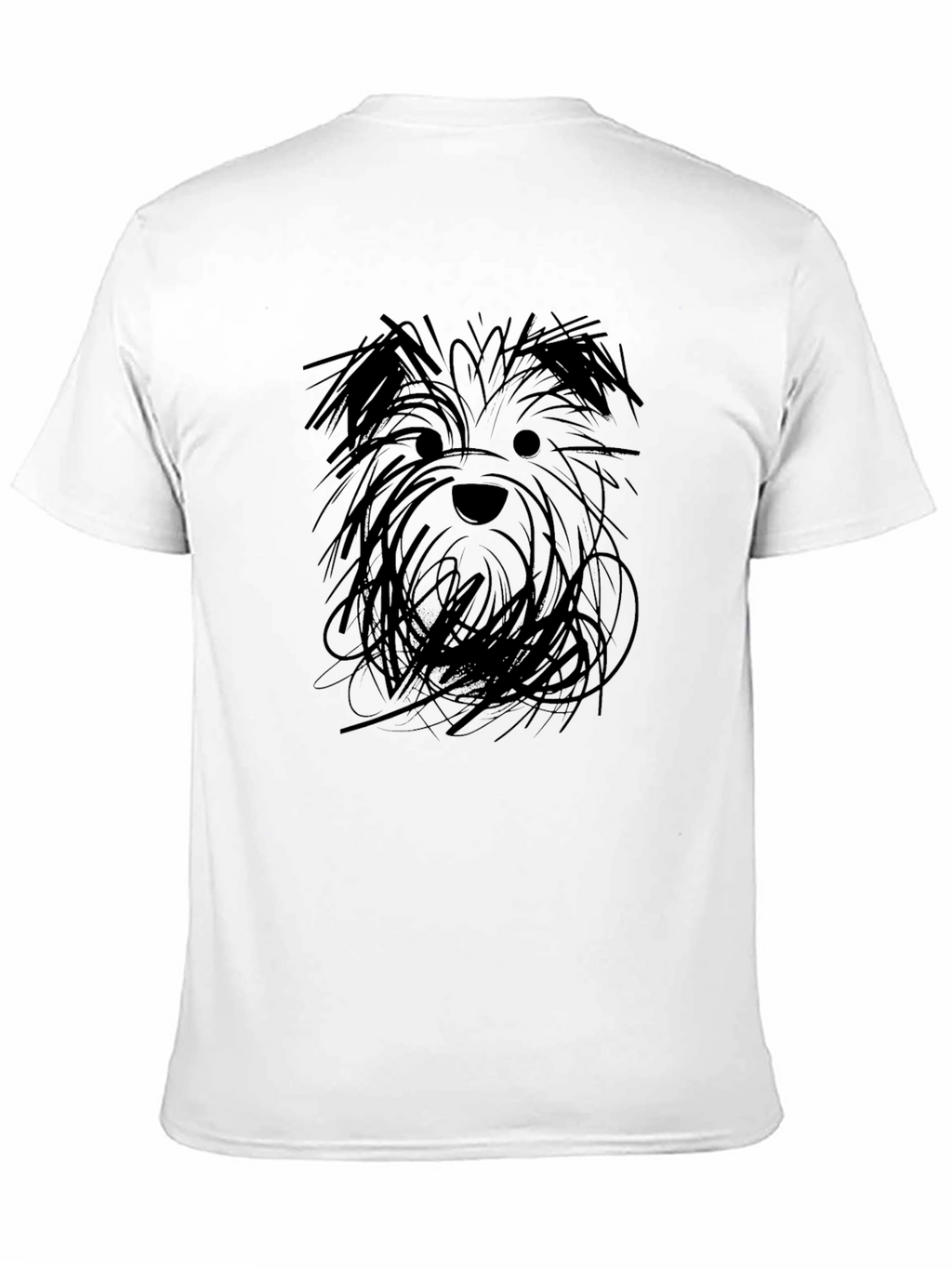 Black T-Shirt with Dog Sketch Graphic