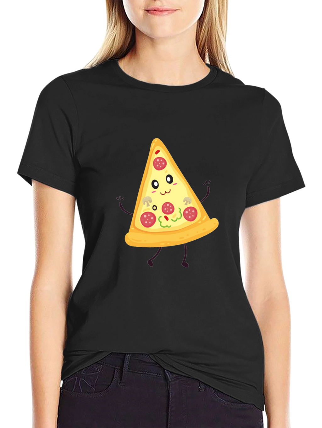 Funny Pizza Slice Graphic Tee - Unisex Black T-Shirt