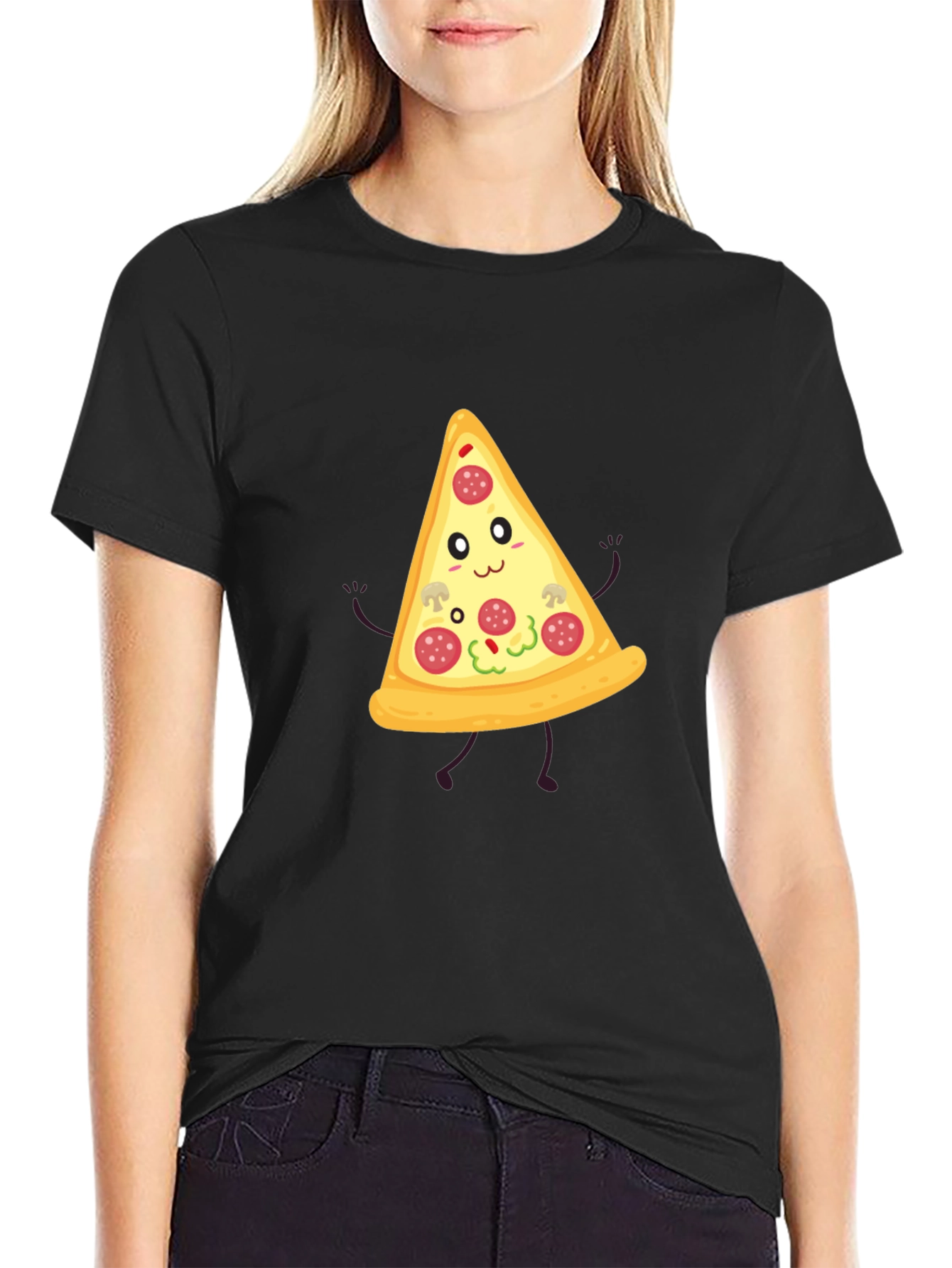 Funny Pizza Slice Graphic Tee - Unisex Black T-Shirt