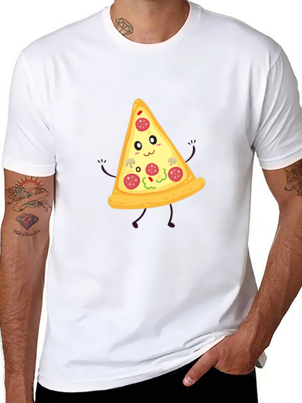 Funny Pizza Slice Graphic Tee - Unisex Black T-Shirt