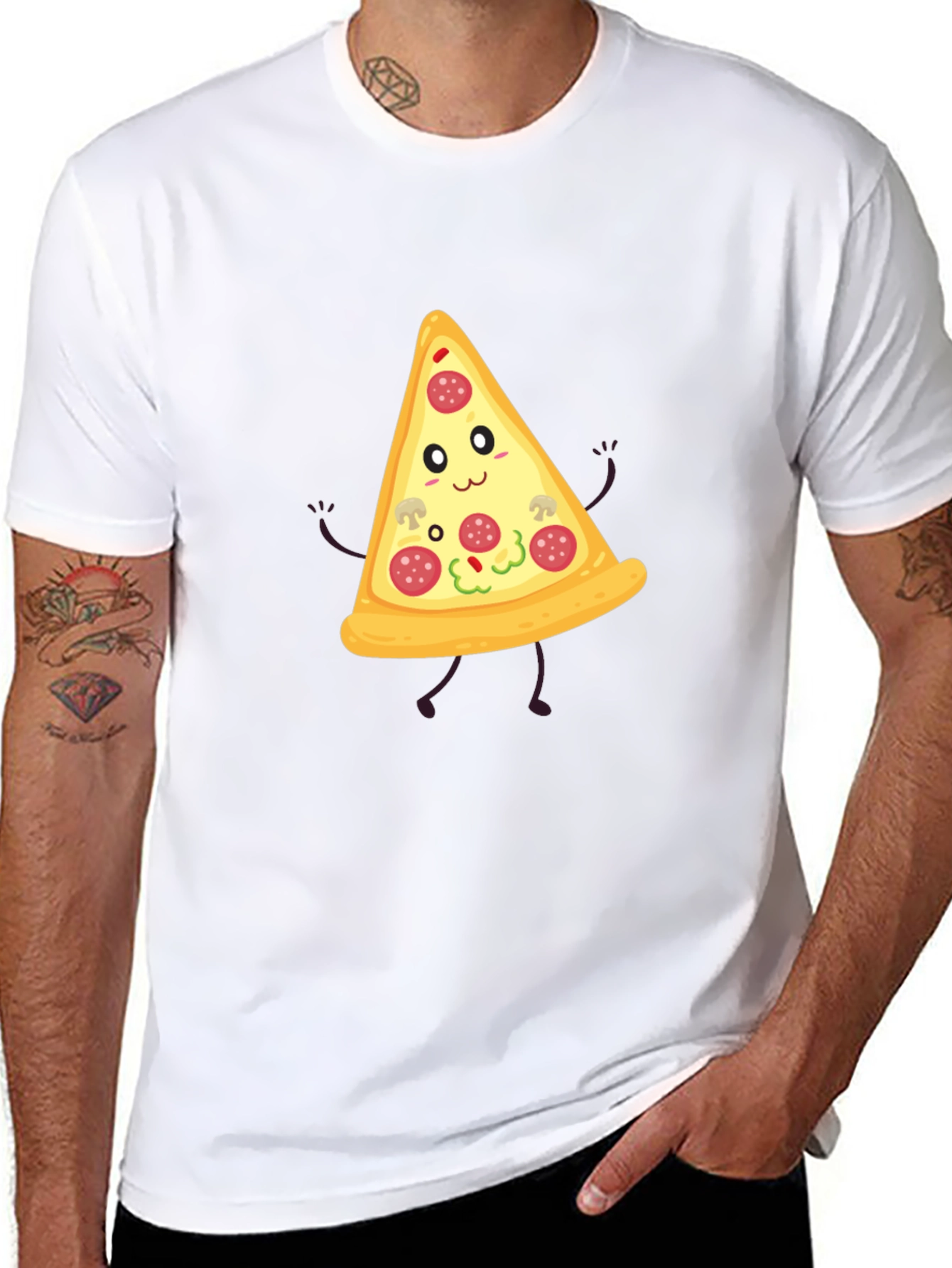 Funny Pizza Slice Graphic Tee - Unisex Black T-Shirt