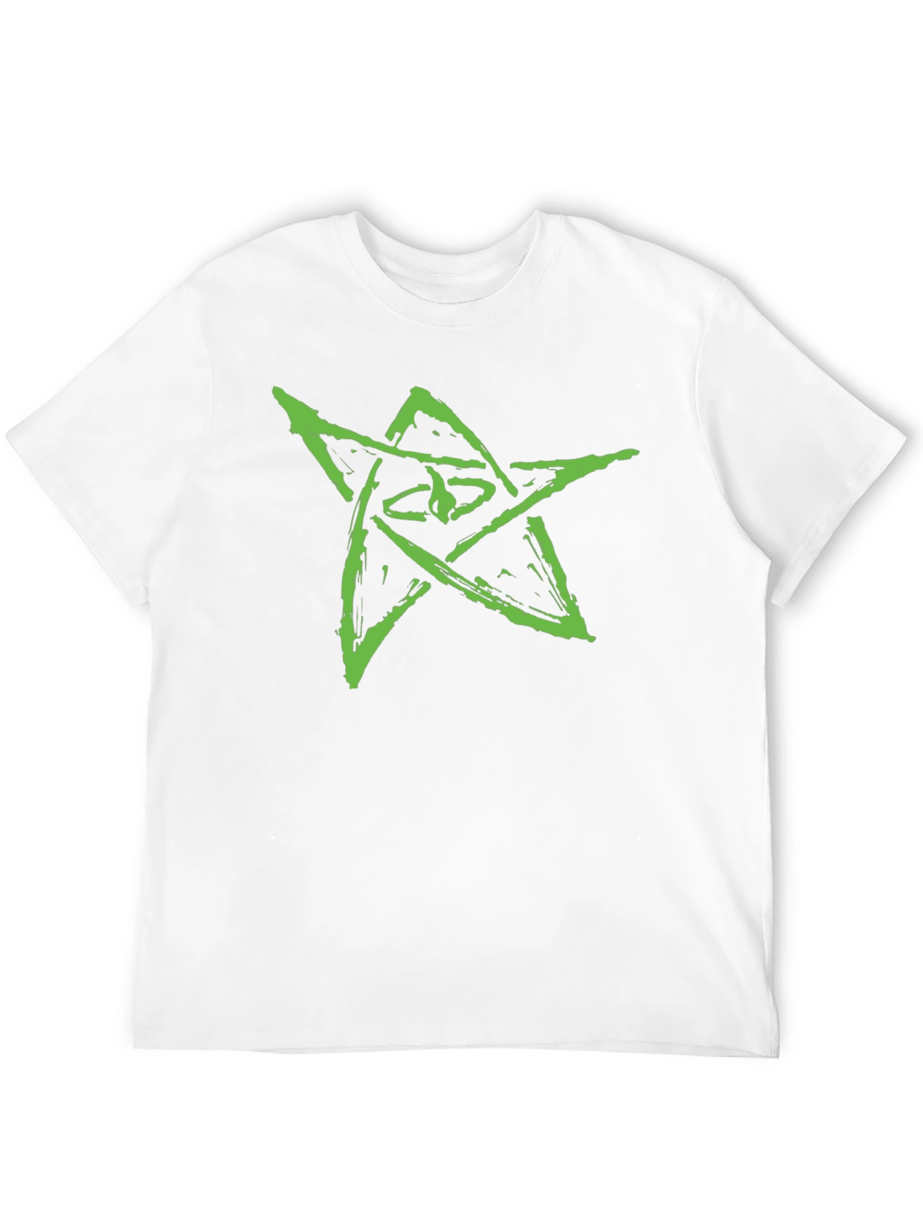 Mens Black Graphic Tee - Green Star Design