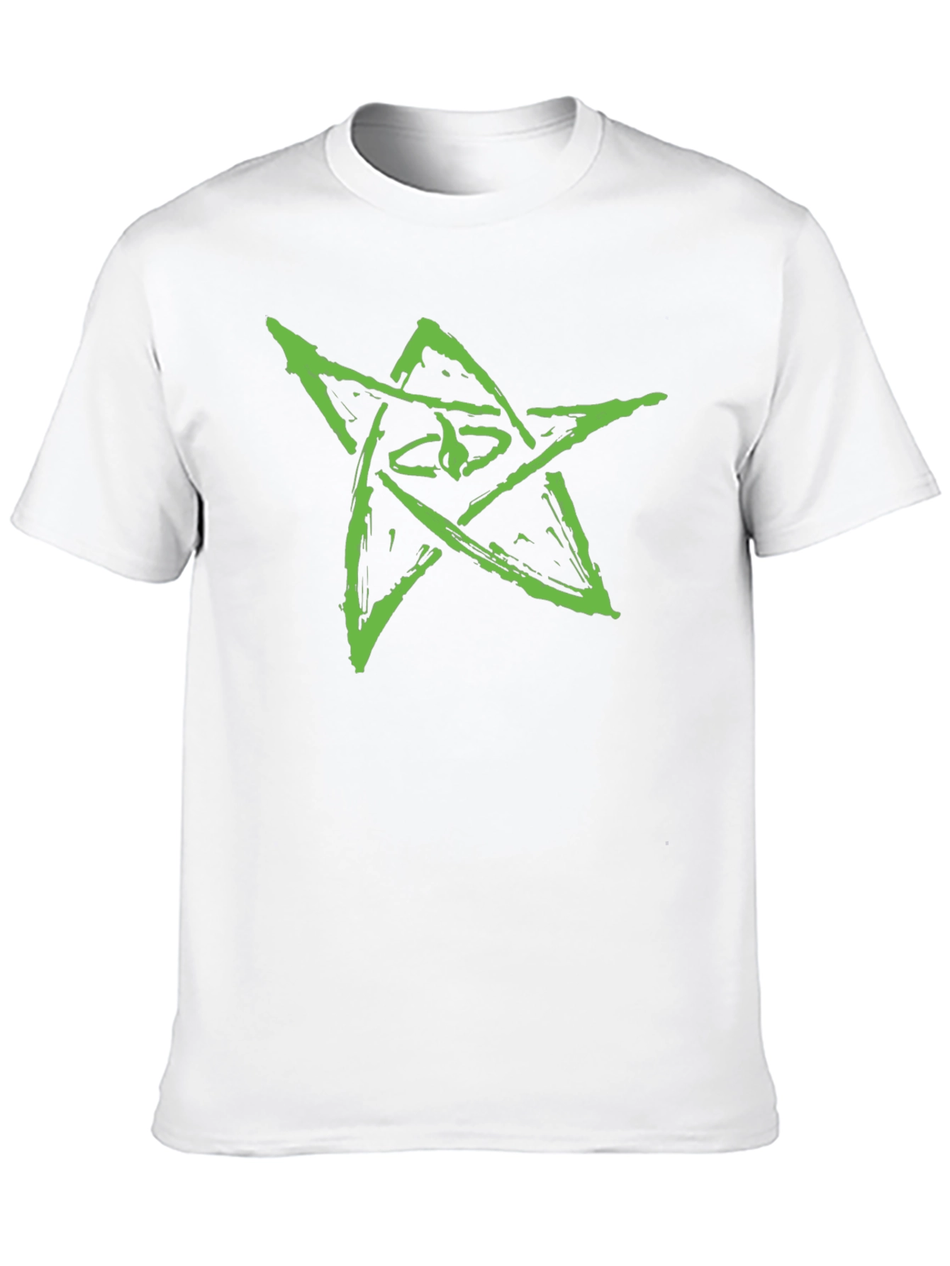 Mens Black Graphic Tee - Green Star Design