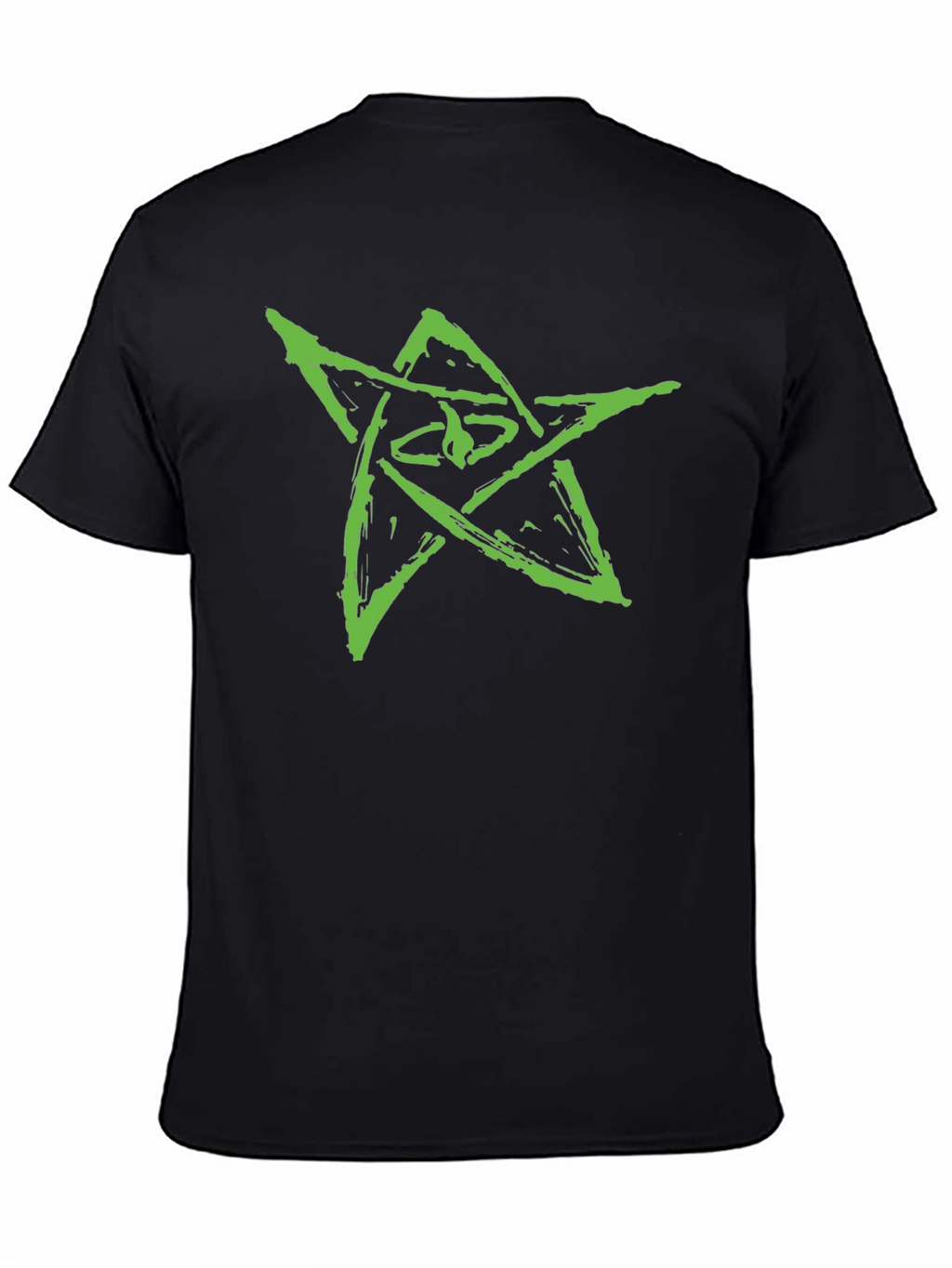 Mens Black Graphic Tee - Green Star Design