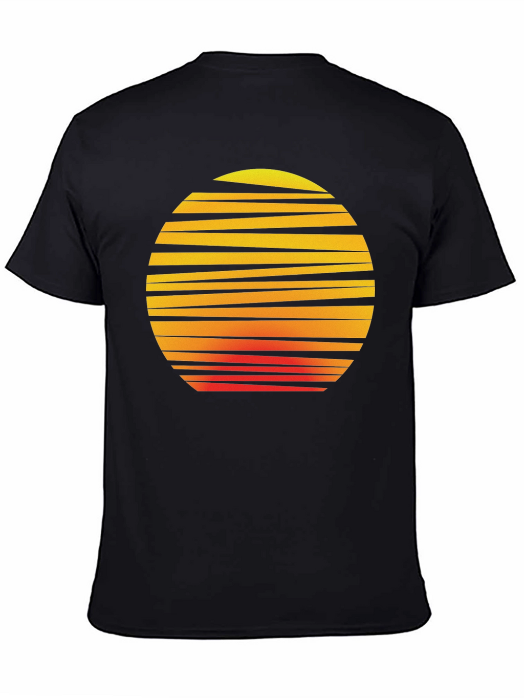 Retro Sunset Graphic Tee - Black Cotton T-Shirt