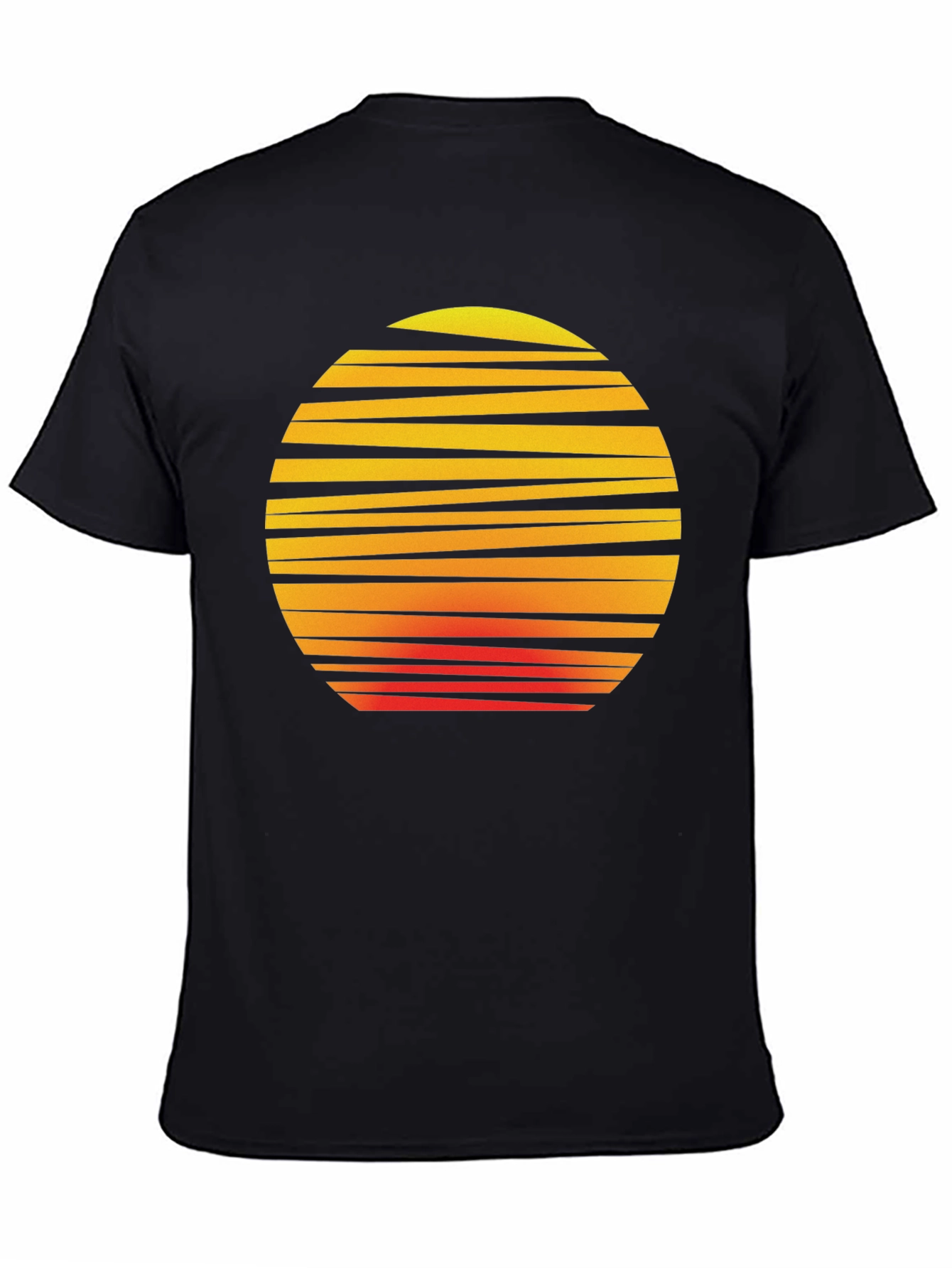 Retro Sunset Graphic Tee - Black Cotton T-Shirt