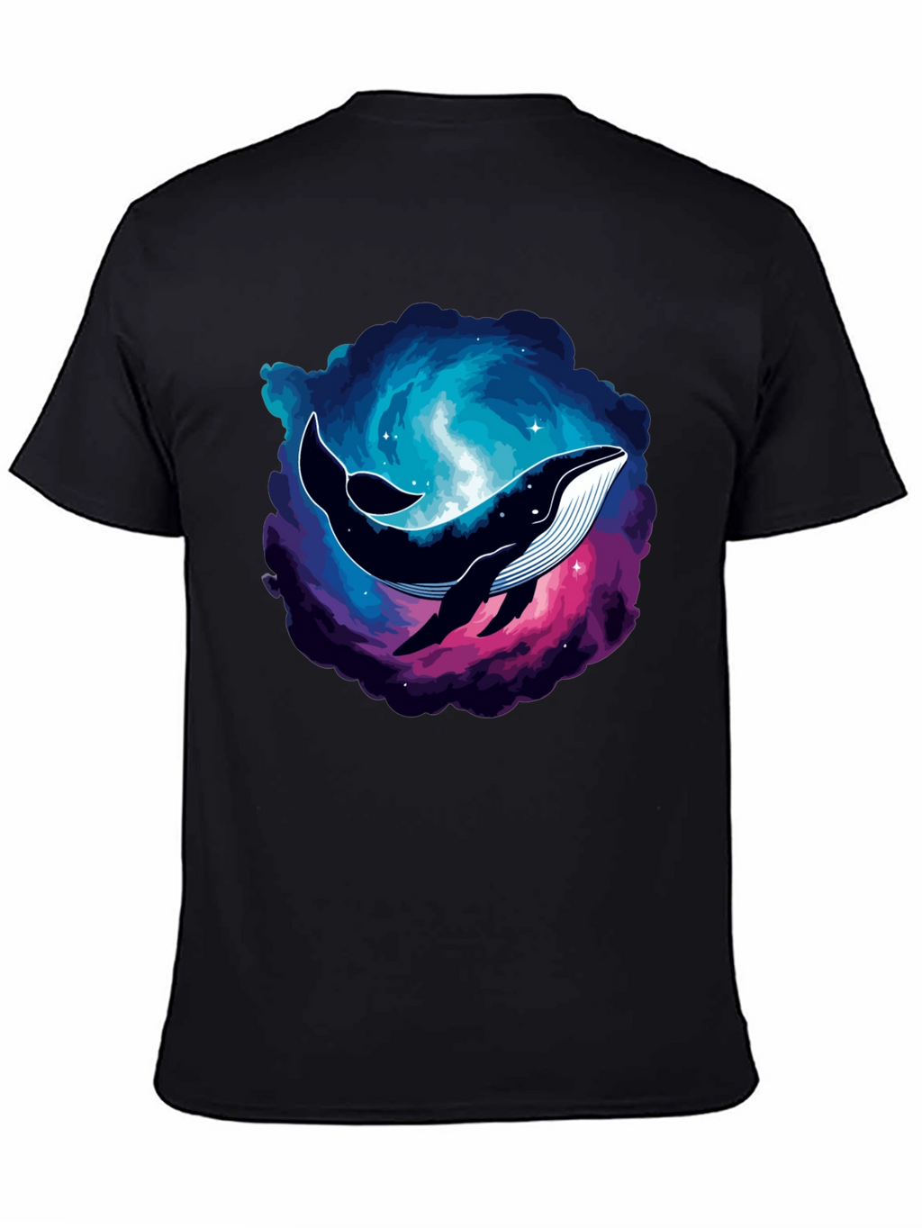 Cosmic Whale Graphic Tee - Black Cotton T-Shirt