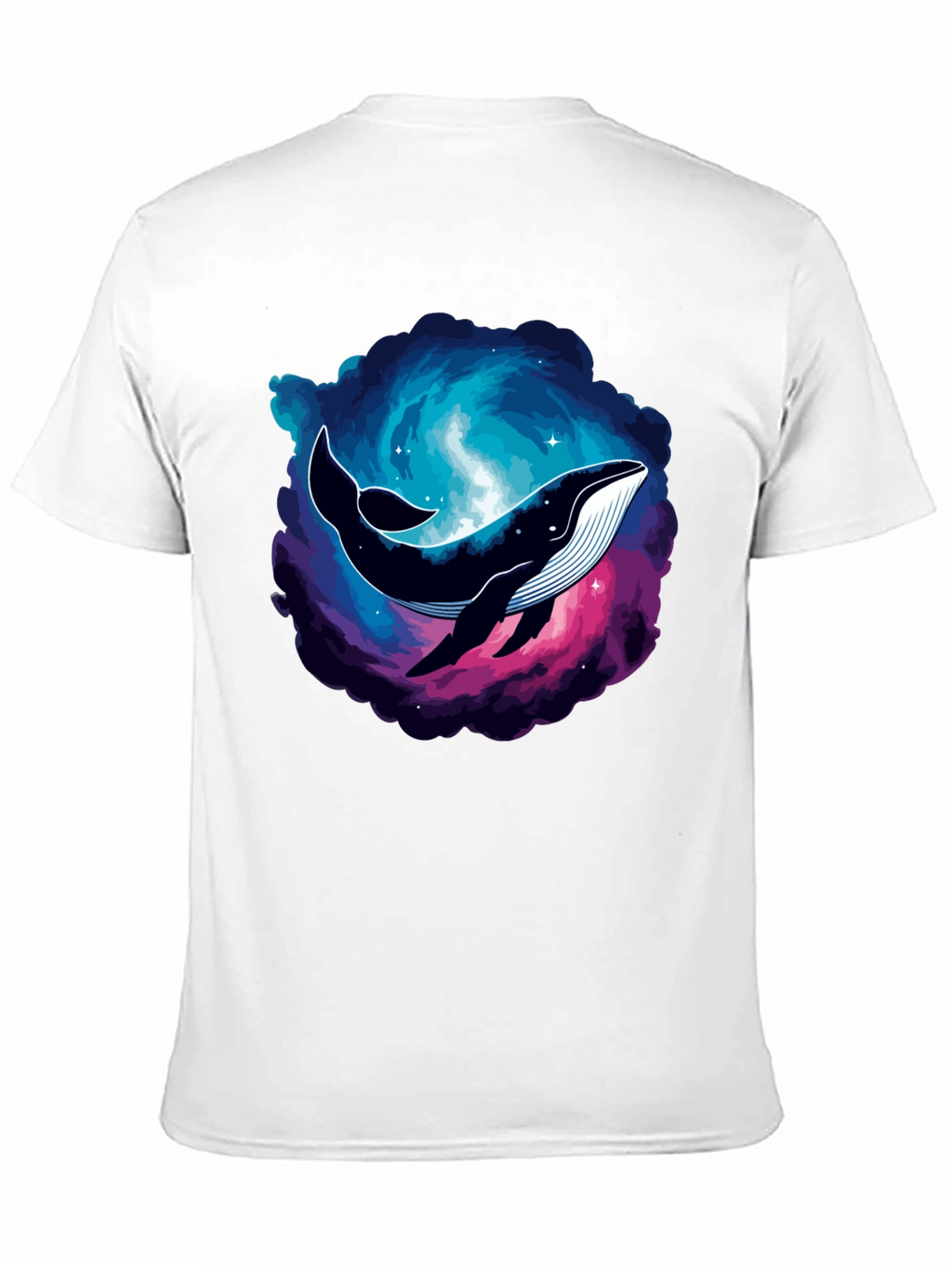Cosmic Whale Graphic Tee - Black Cotton T-Shirt