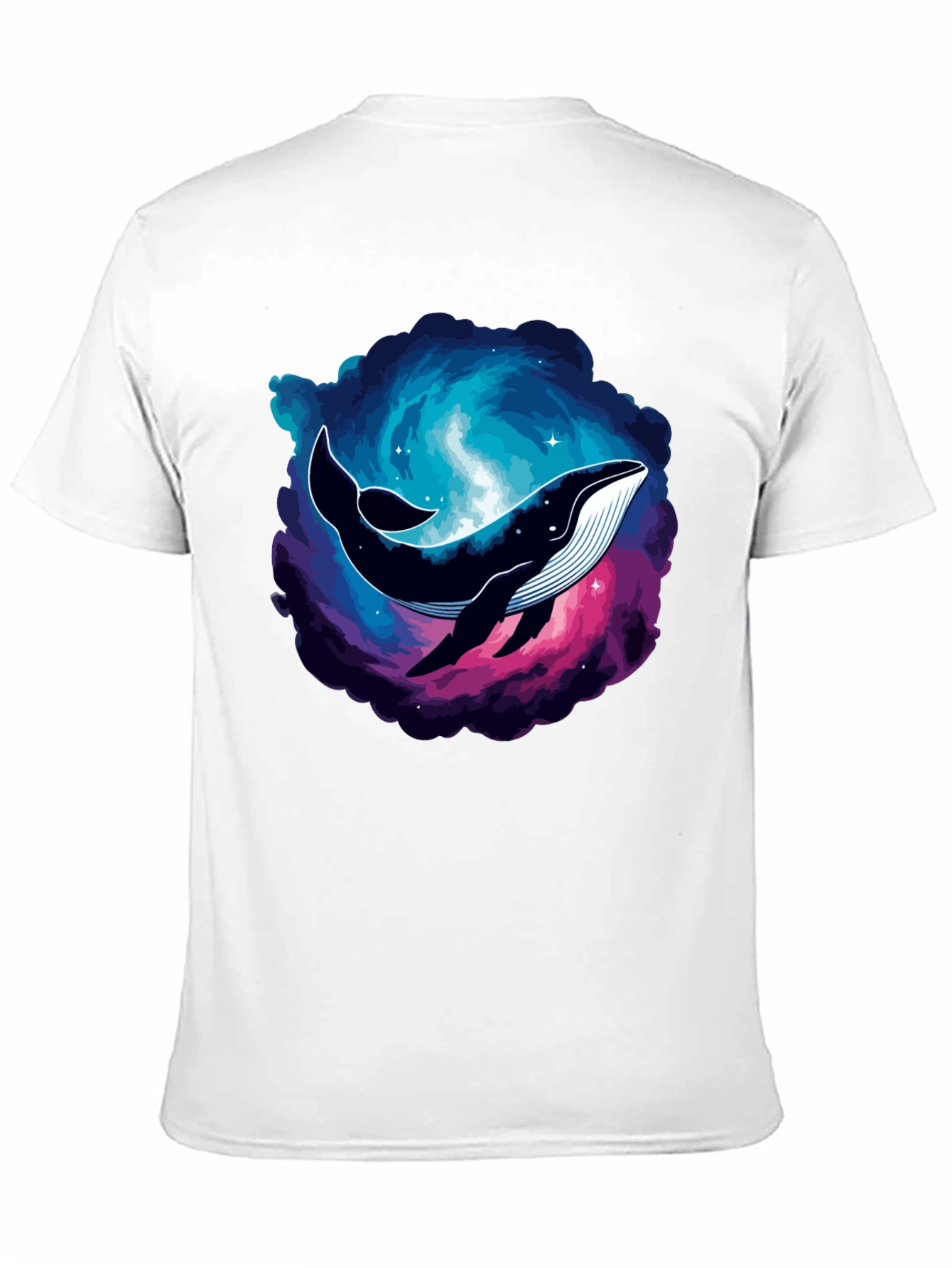 Cosmic Whale Graphic Tee - Black Cotton T-Shirt