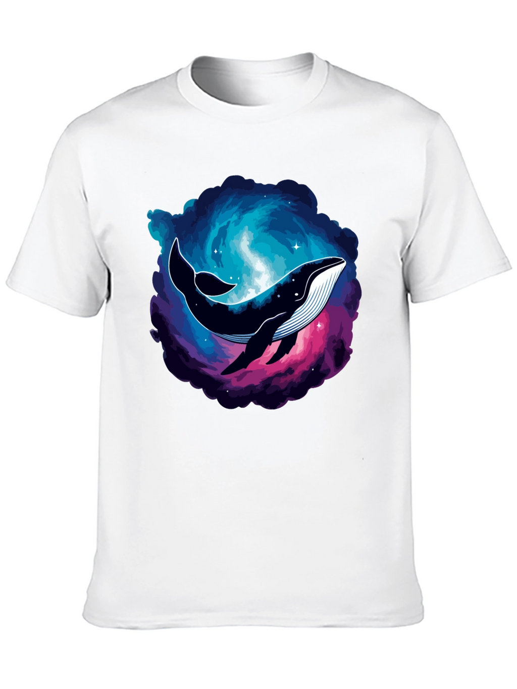 Cosmic Whale Graphic Tee - Black Cotton T-Shirt