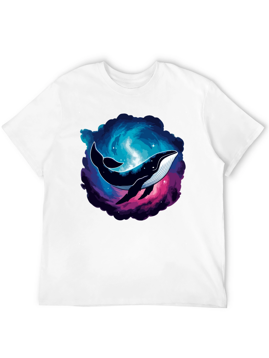 Cosmic Whale Graphic Tee - Black Cotton T-Shirt