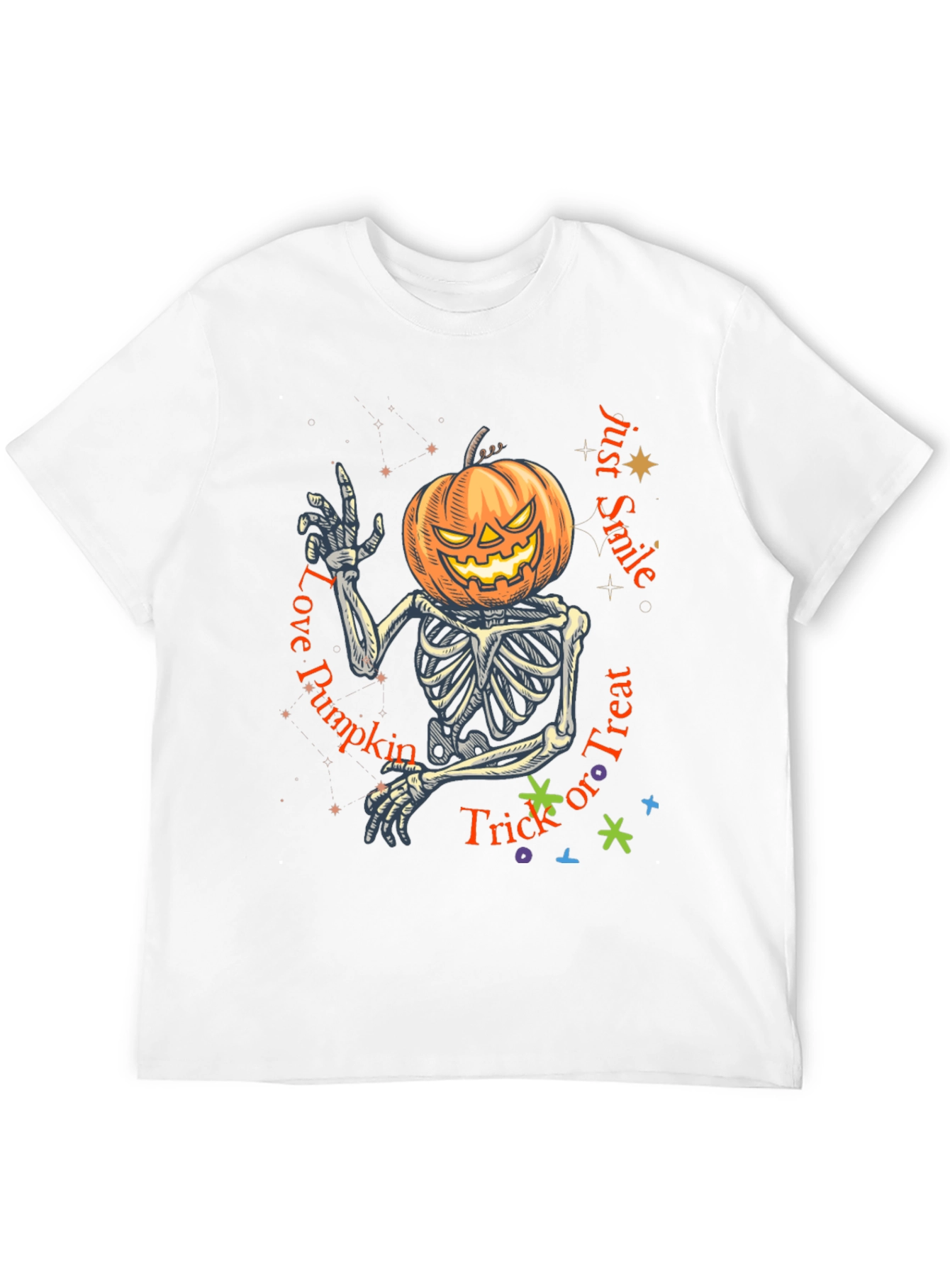 Halloween Skeleton Pumpkin T-Shirt - Trick or Treat Tee