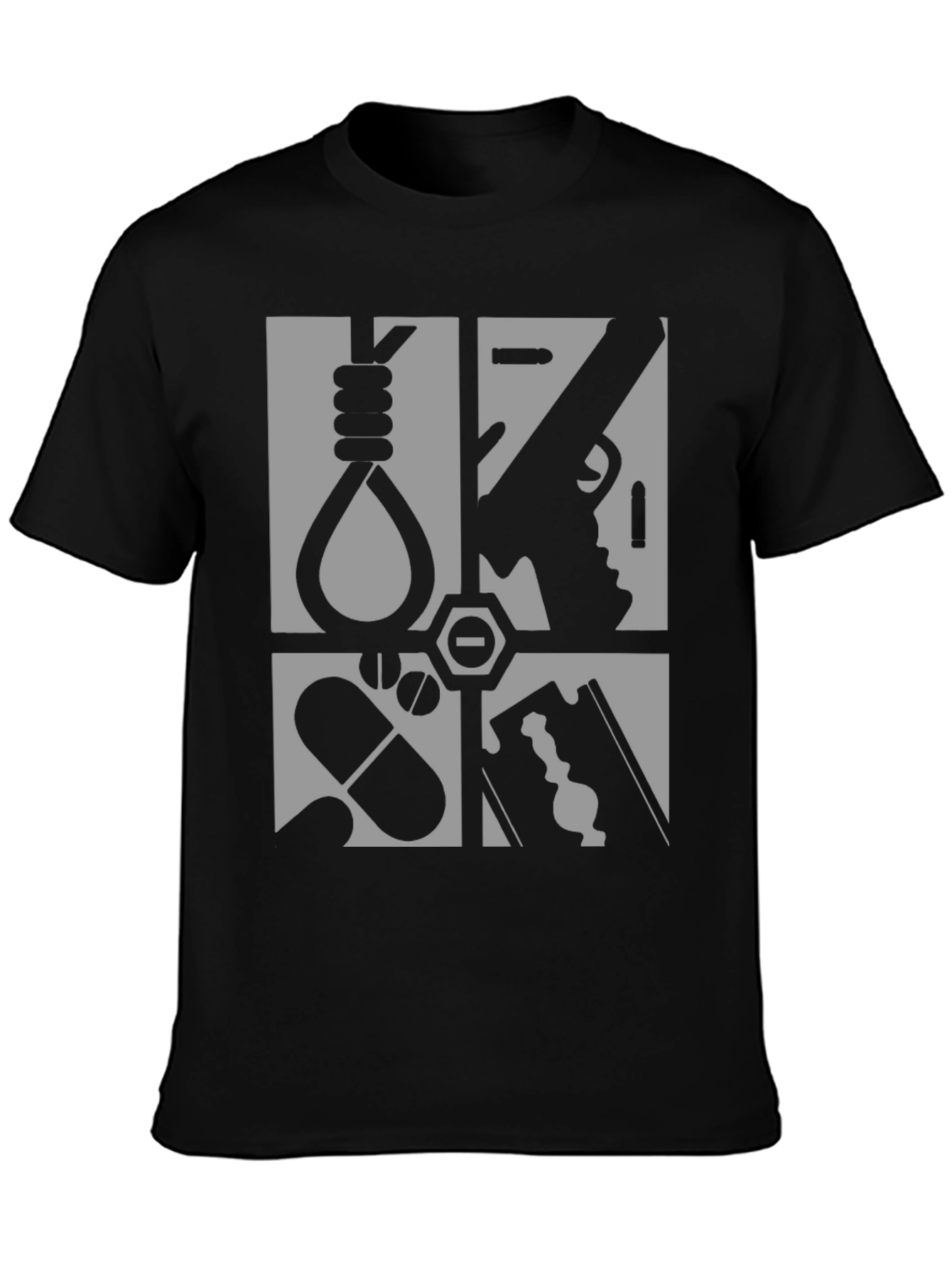 Graphic Tee - Suicide Methods Motif - Black