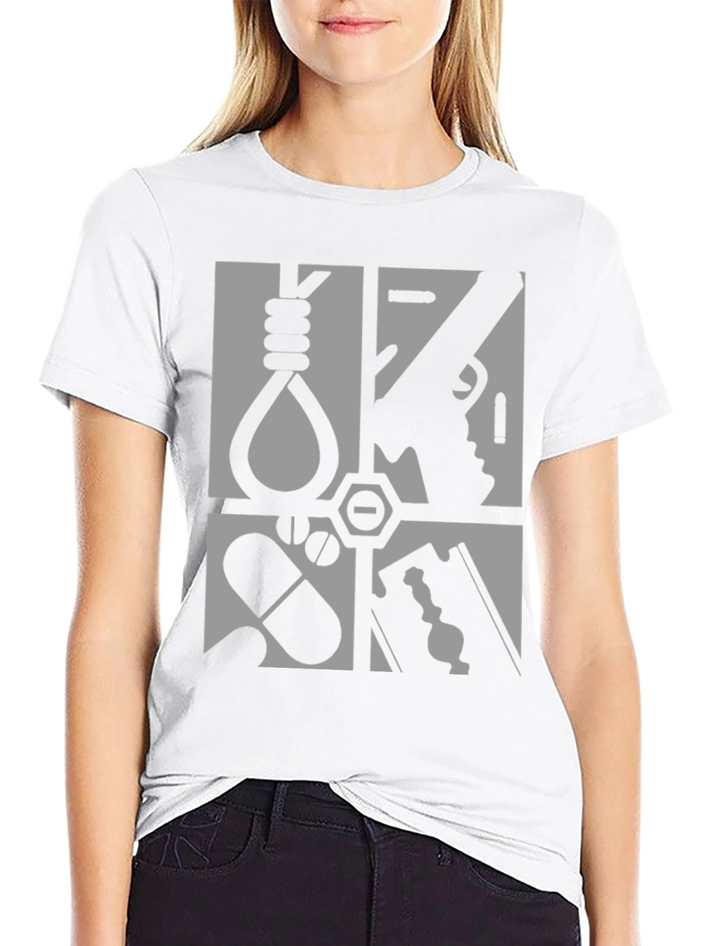 Graphic Tee - Suicide Methods Motif - Black