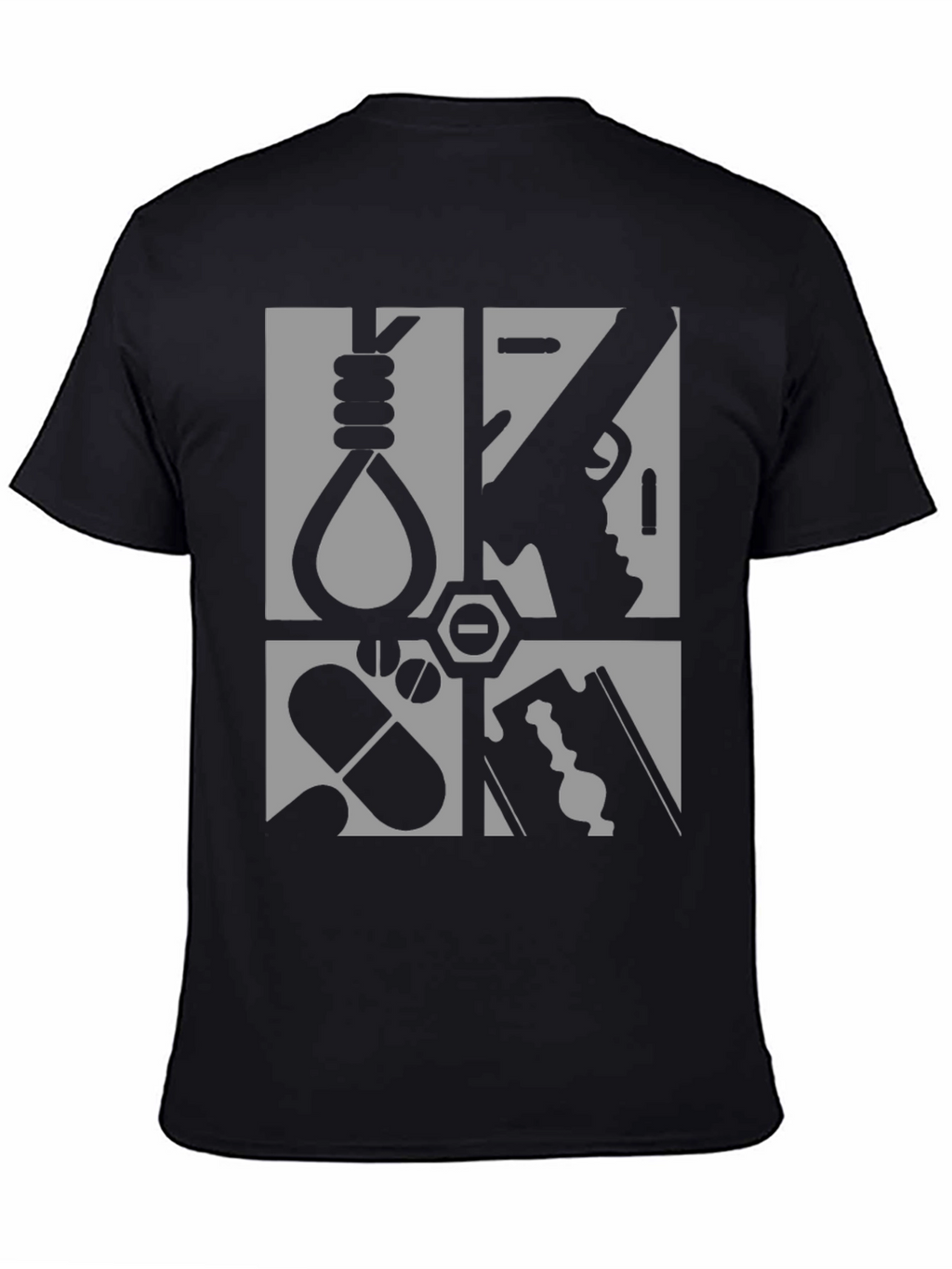 Graphic Tee - Suicide Methods Motif - Black