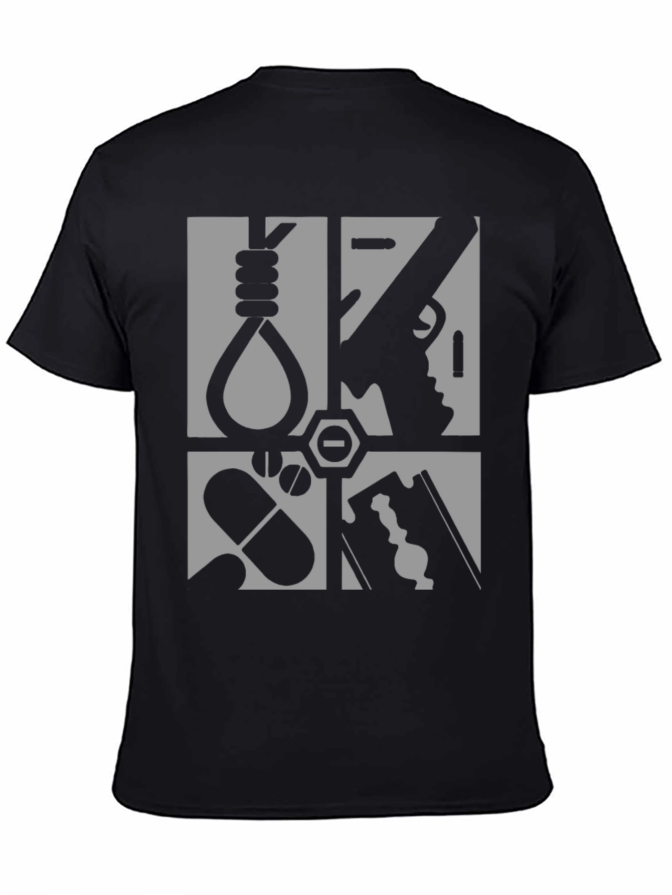 Graphic Tee - Suicide Methods Motif - Black
