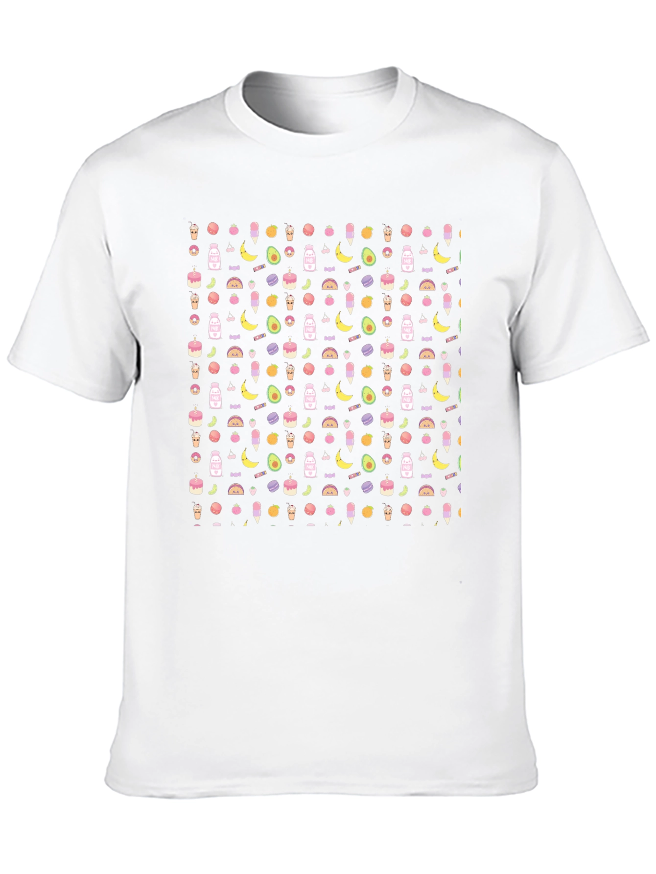Novelty Food Pattern Black T-Shirt